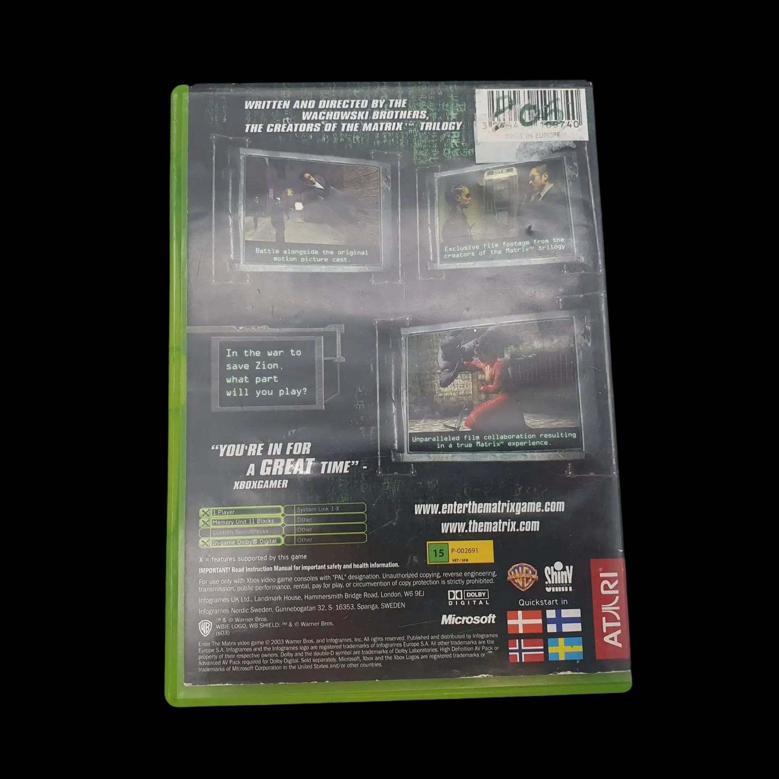 Enter The Matrix Xbox Original Atari 2003 Video Game Cib