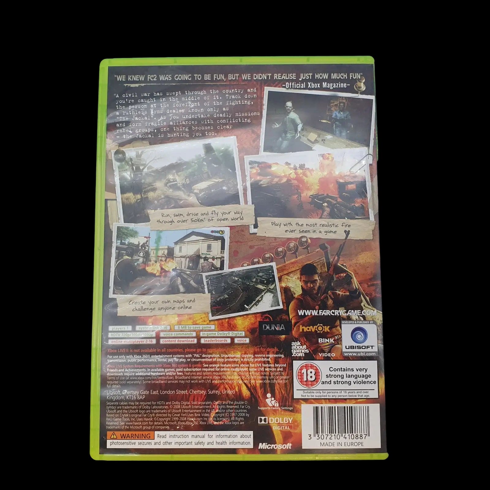 Far Cry 2 Microsoft Xbox 360 Ubisoft 2008 Video Game Cib
