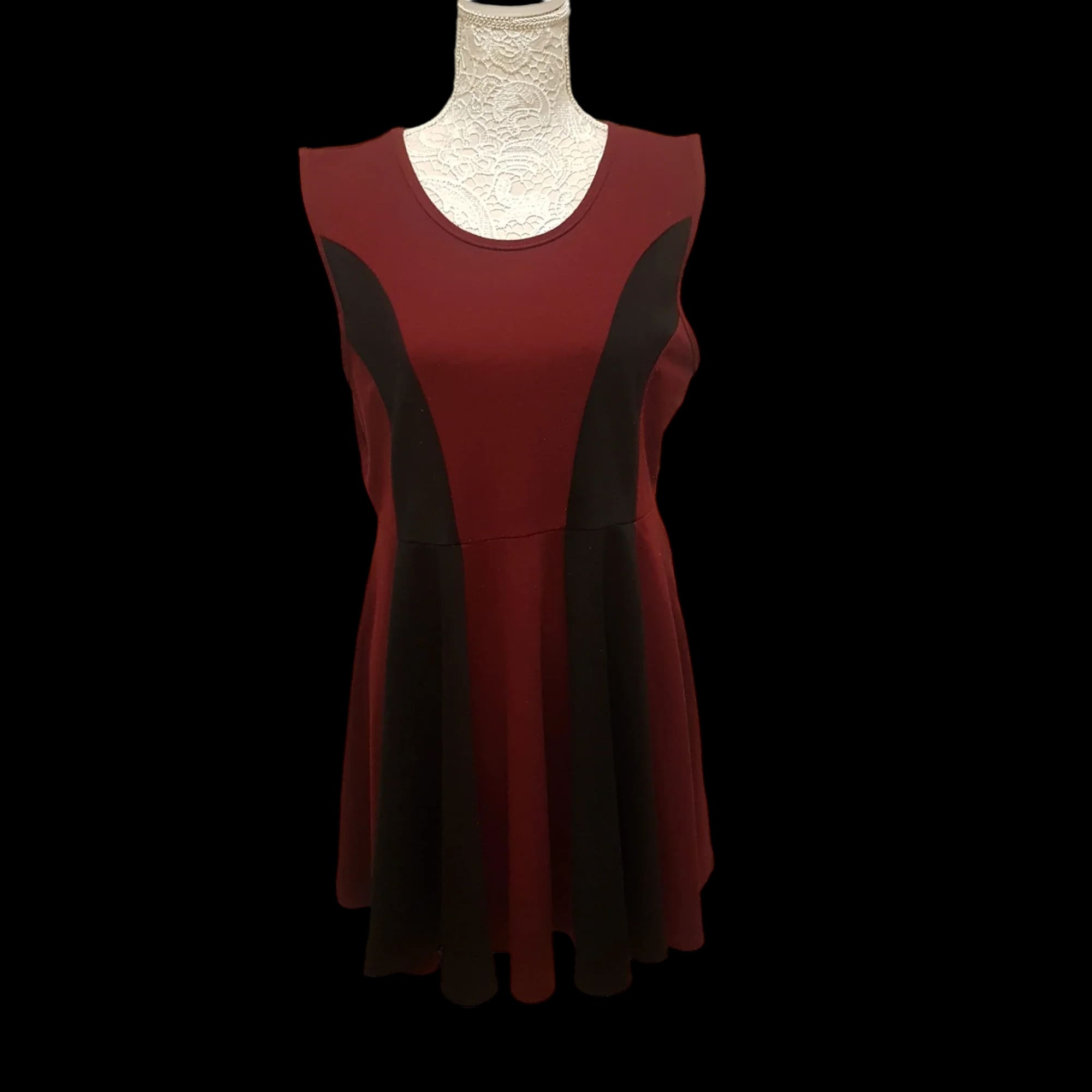 Fashion Culprit Burgundy Black Aline Dress Uk 14 - Dresses