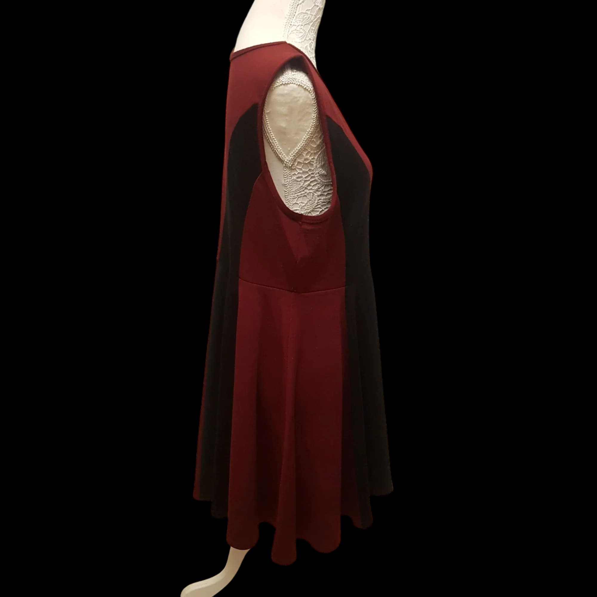 Fashion Culprit Burgundy Black Aline Dress Uk 14 - Dresses