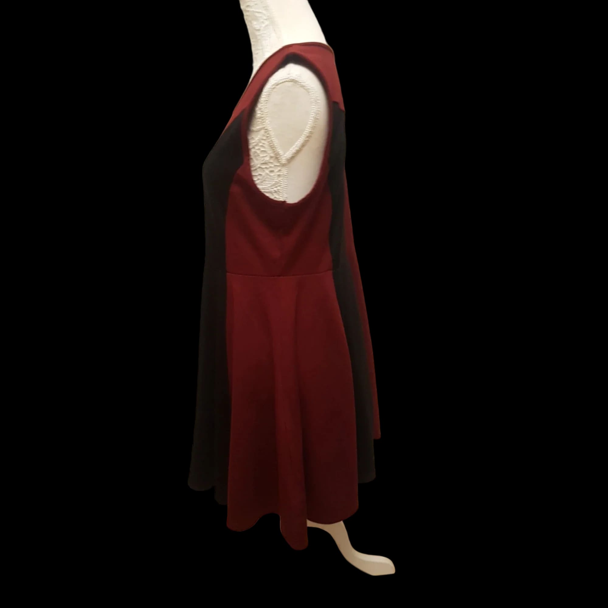 Fashion Culprit Burgundy Black Aline Dress Uk 14 - Dresses