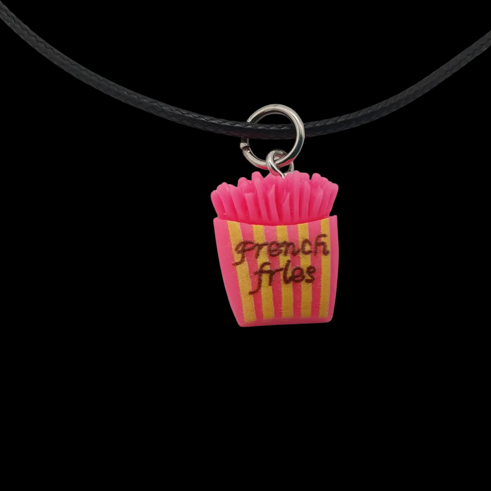 French Fries Necklace Fast Food Novelty Fun Pendant Charm