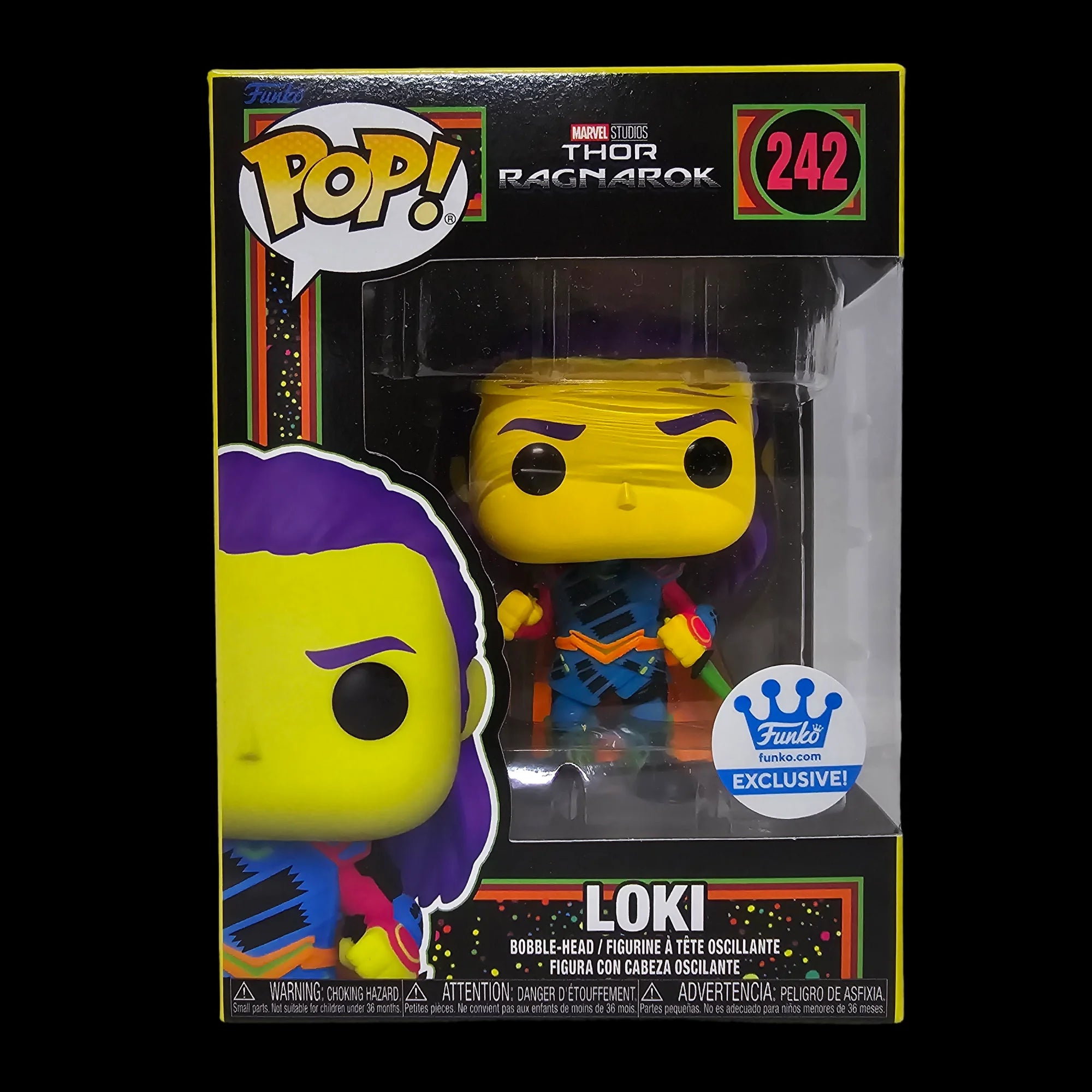 Funko Pop Loki Marvel Studios 242 Thor Ragnarok Blacklight