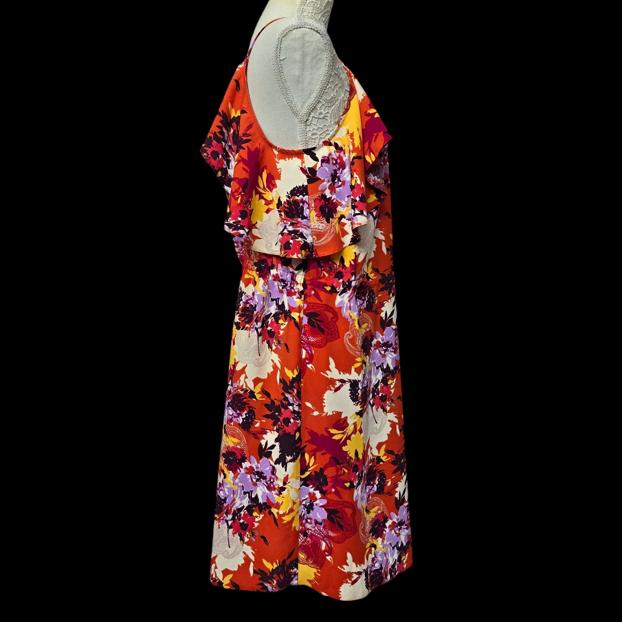 George Womens Multi Floral Shift Dress With Cold Shoulder