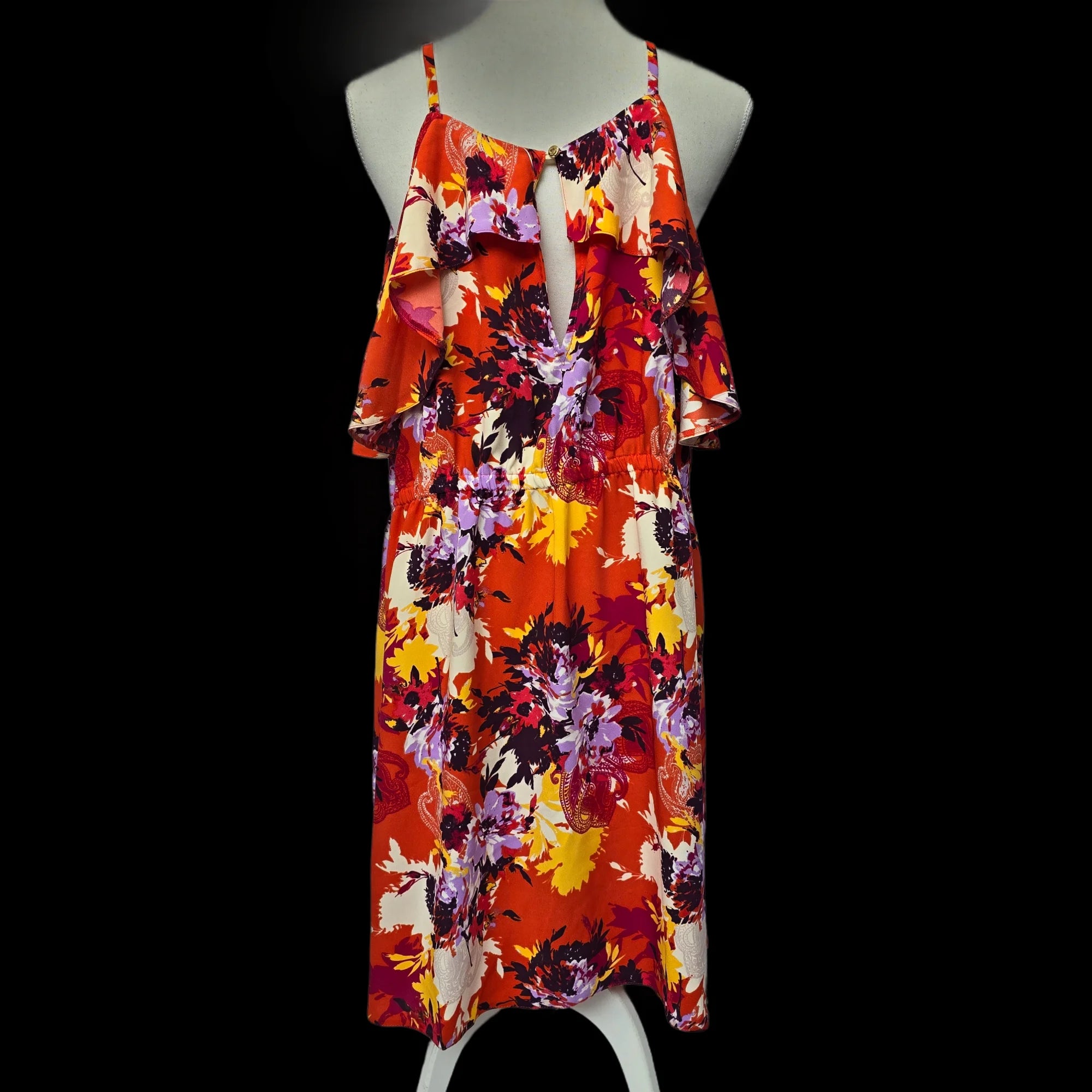 George Womens Multi Floral Shift Dress With Cold Shoulder