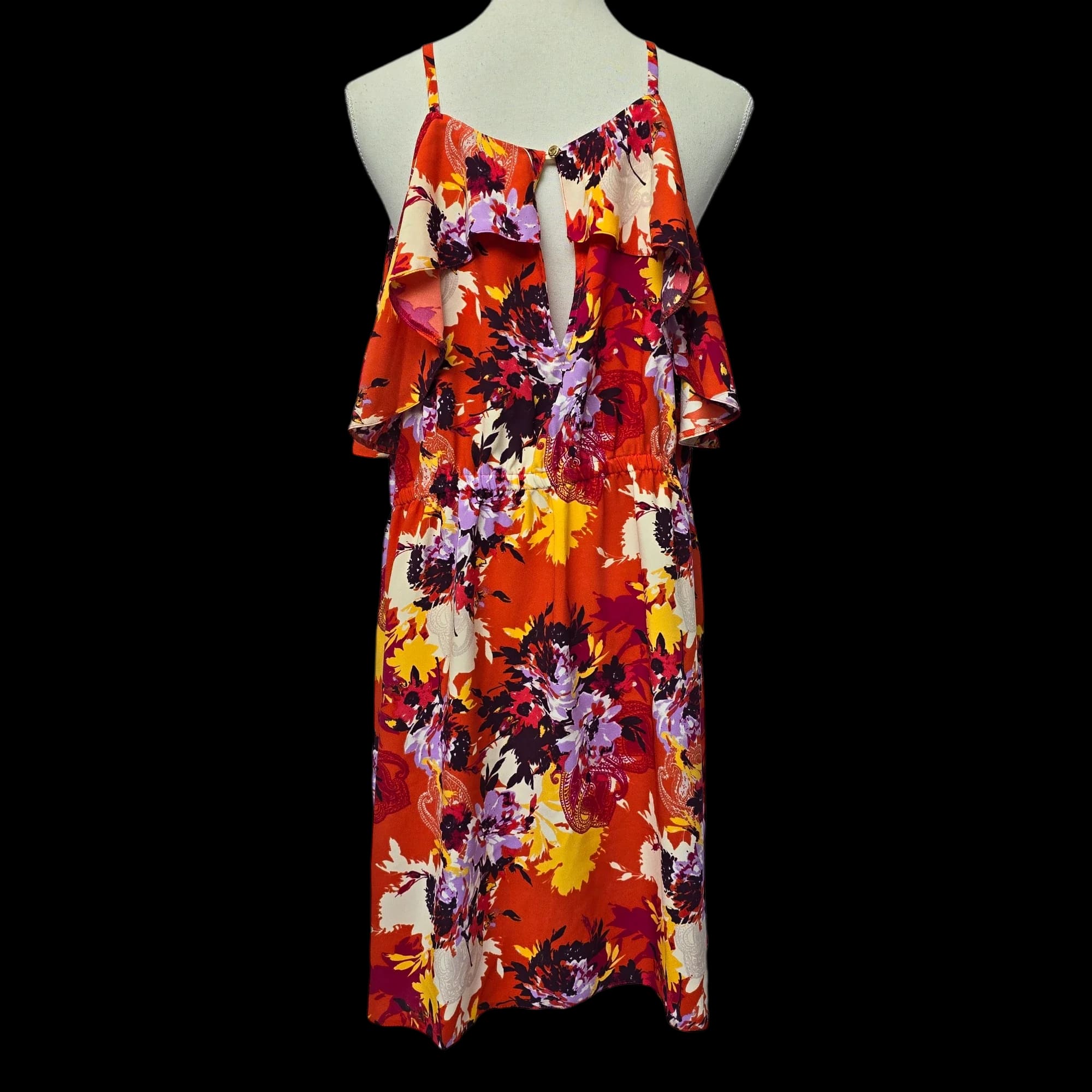 George Womens Multi Floral Shift Dress With Cold Shoulder