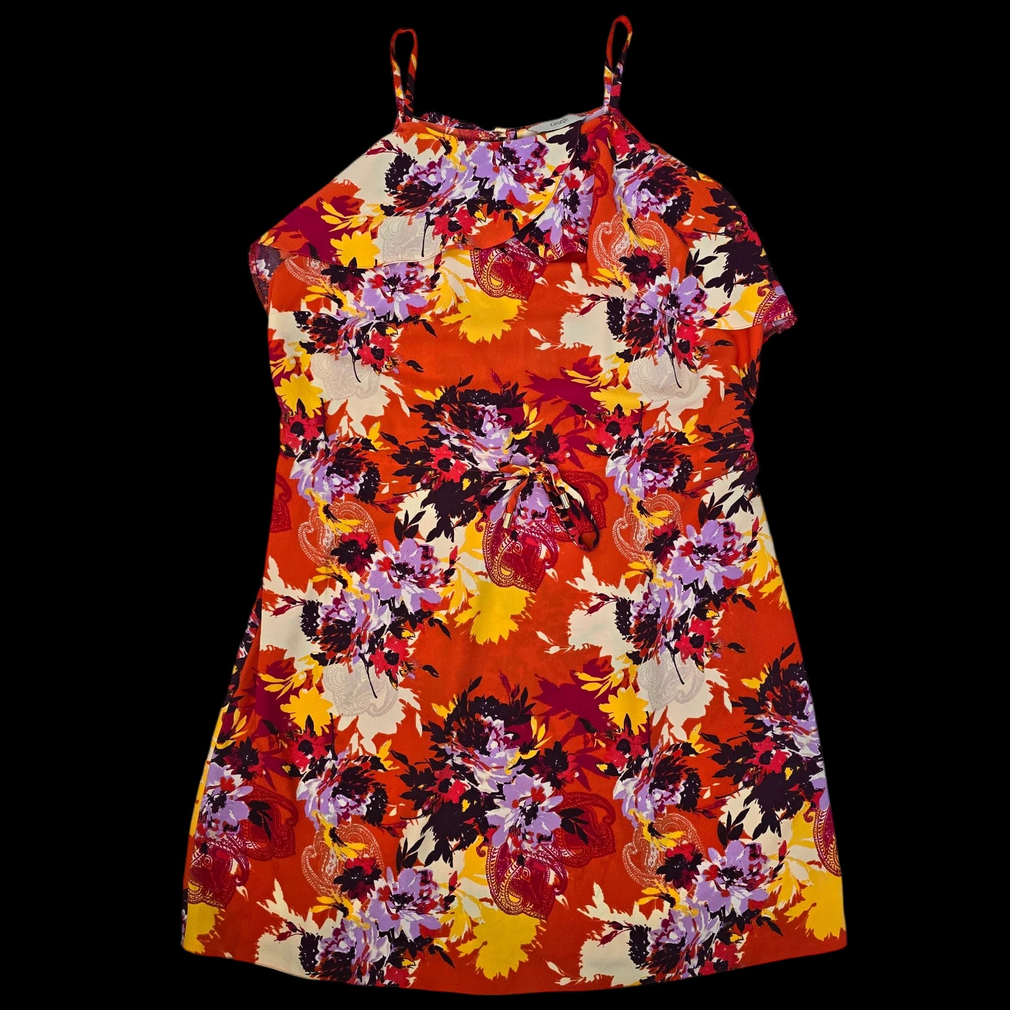 George Womens Multi Floral Shift Dress With Cold Shoulder