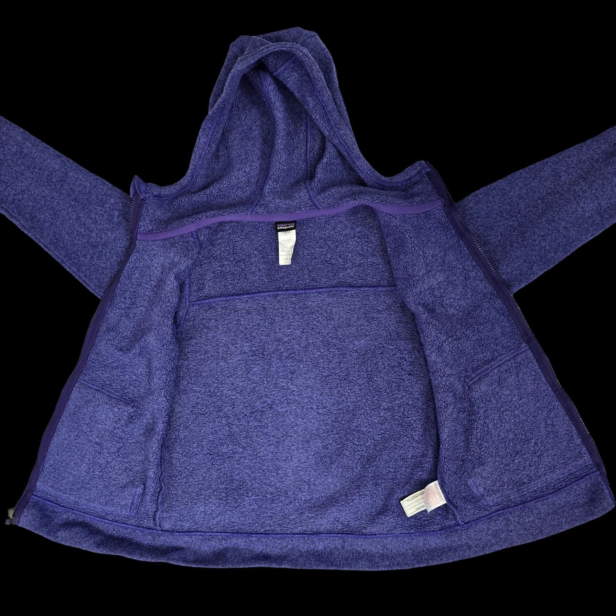 Girls Patagonia Purple Hooded Fleece Jacket Large - 6 - 3469