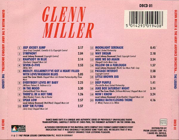 Glenn Miller And The Army Airforce Band* - Legend (cd Album