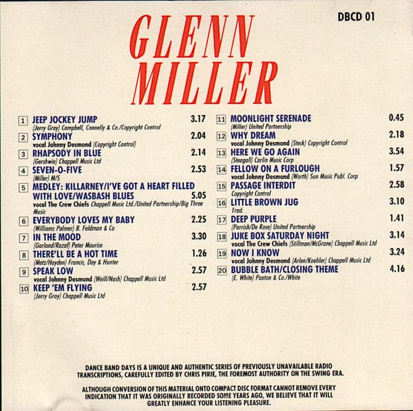 Glenn Miller And The Army Airforce Band* - Legend (cd Album