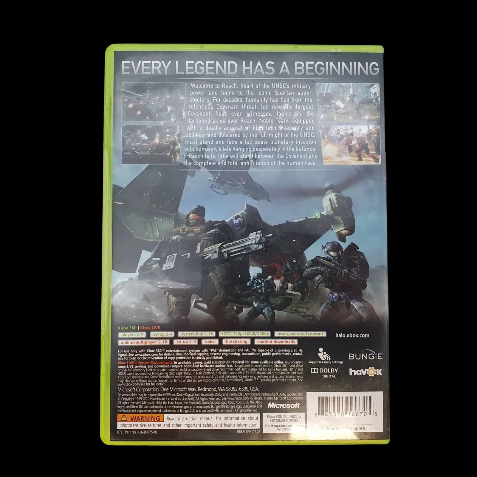 Halo Reach Microsoft Xbox 360 Bungie 2010 Video Game Cib