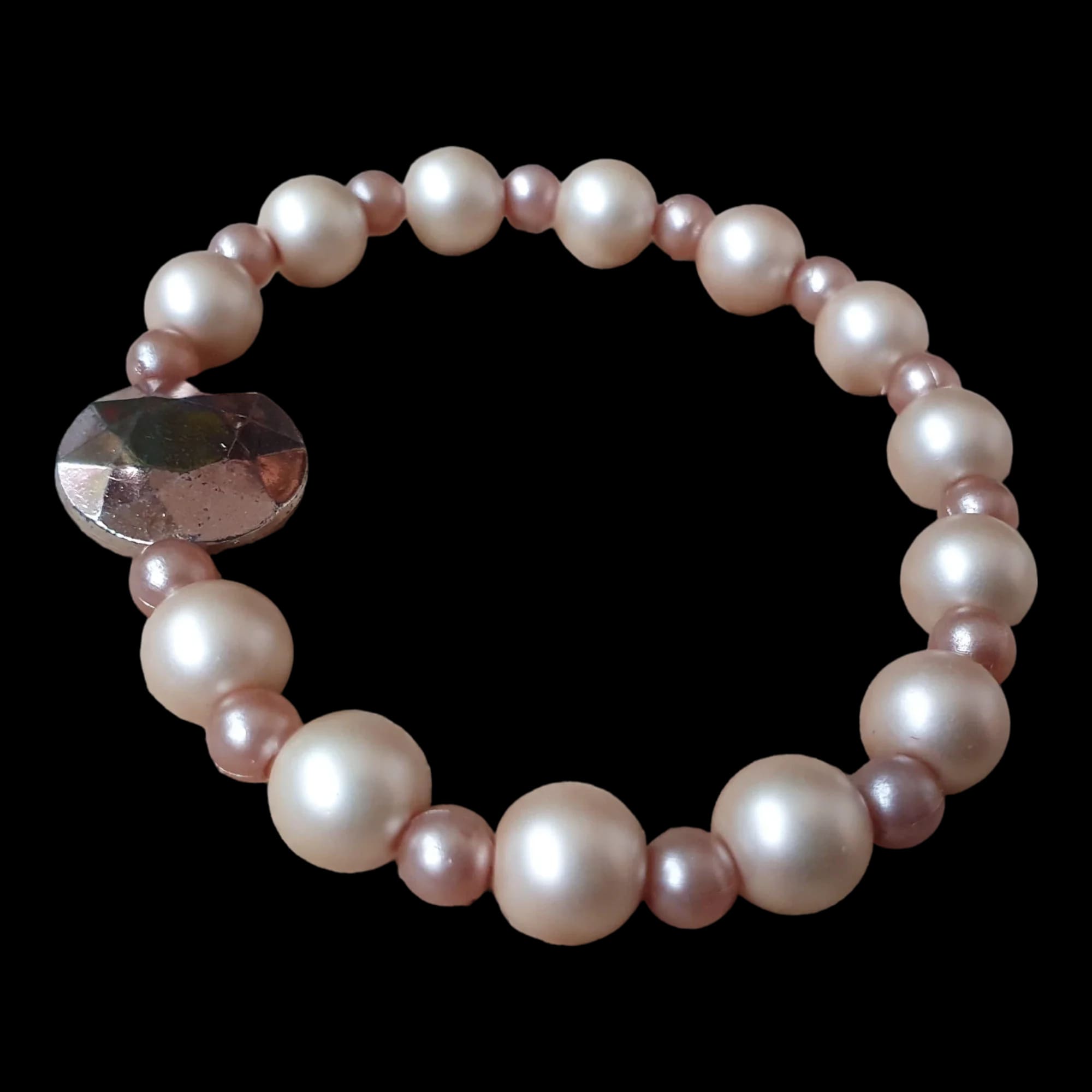 Handmade Beaded Bracelet Pink Pearl Effect Gift - Bracelets