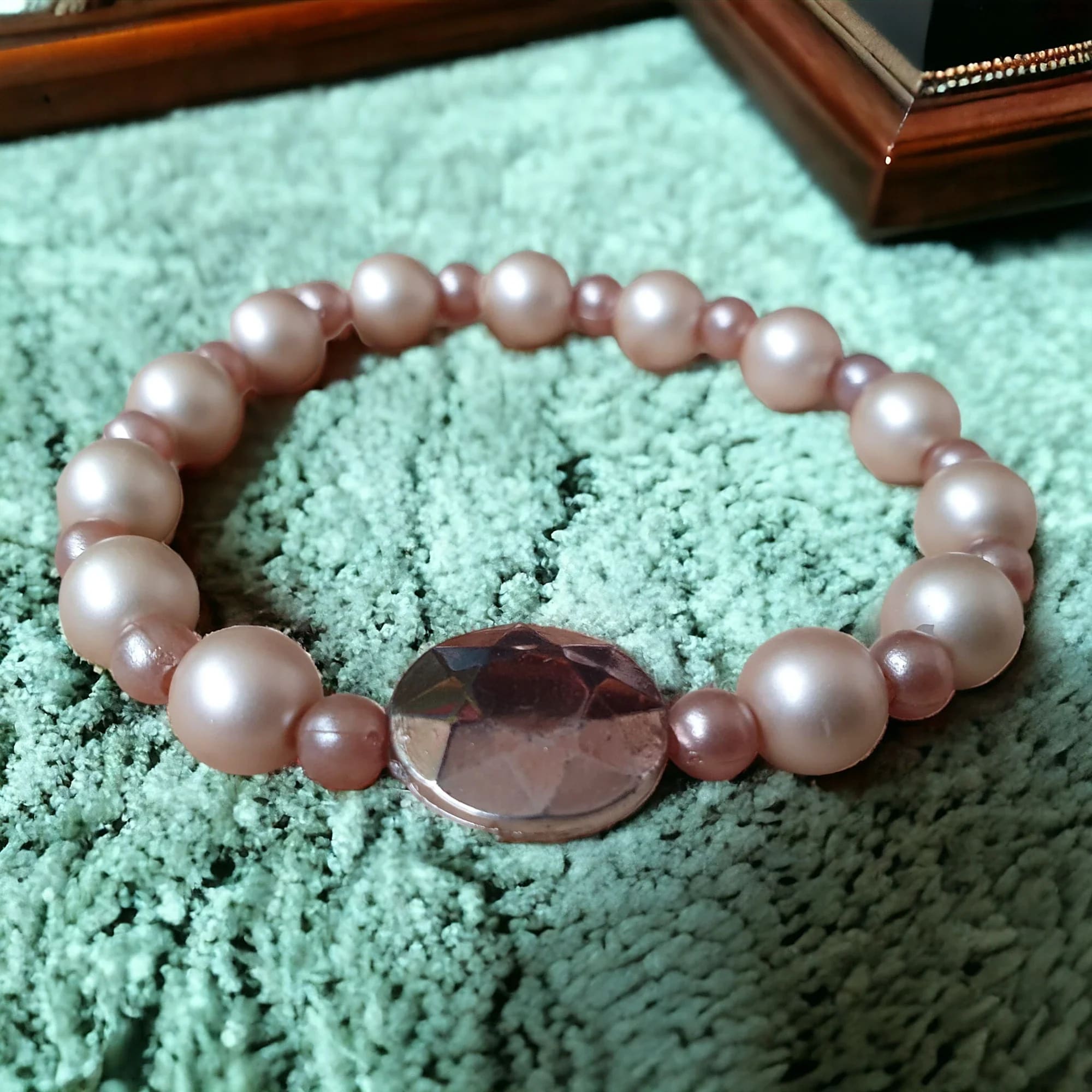 Handmade Beaded Bracelet Pink Pearl Effect Gift - Bracelets