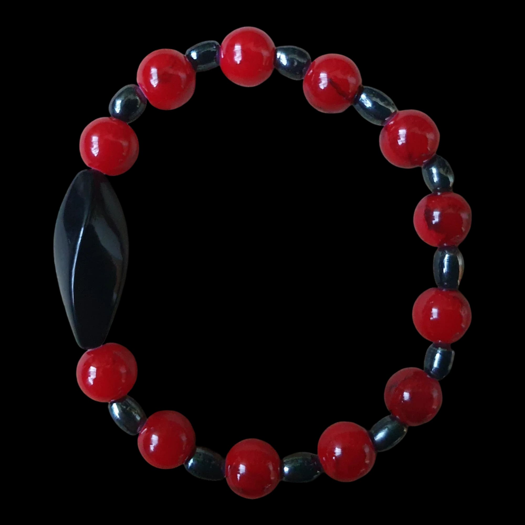 Handmade Beaded Stretch Children’s Bracelet Red Beads