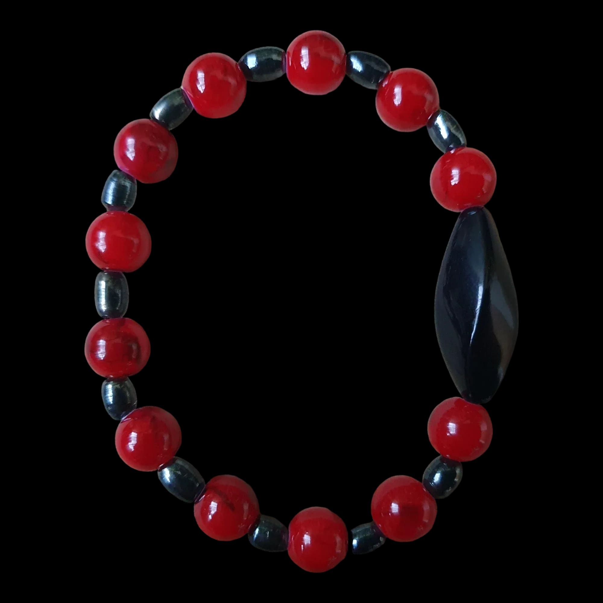 Handmade Beaded Stretch Children’s Bracelet Red Beads