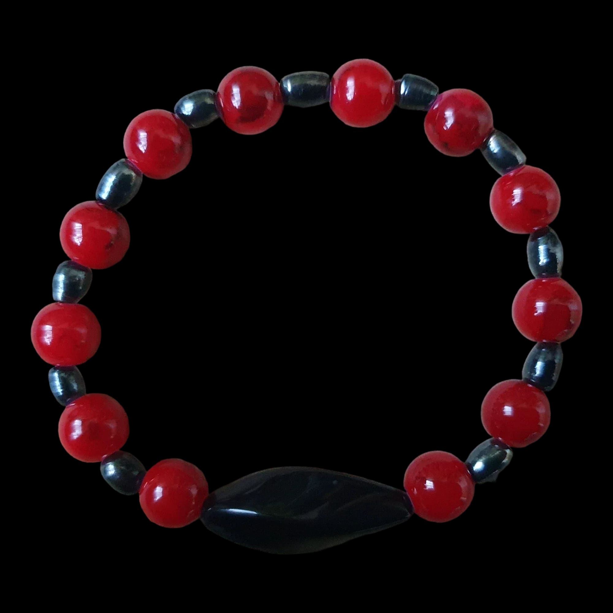 Handmade Beaded Stretch Children’s Bracelet Red Beads