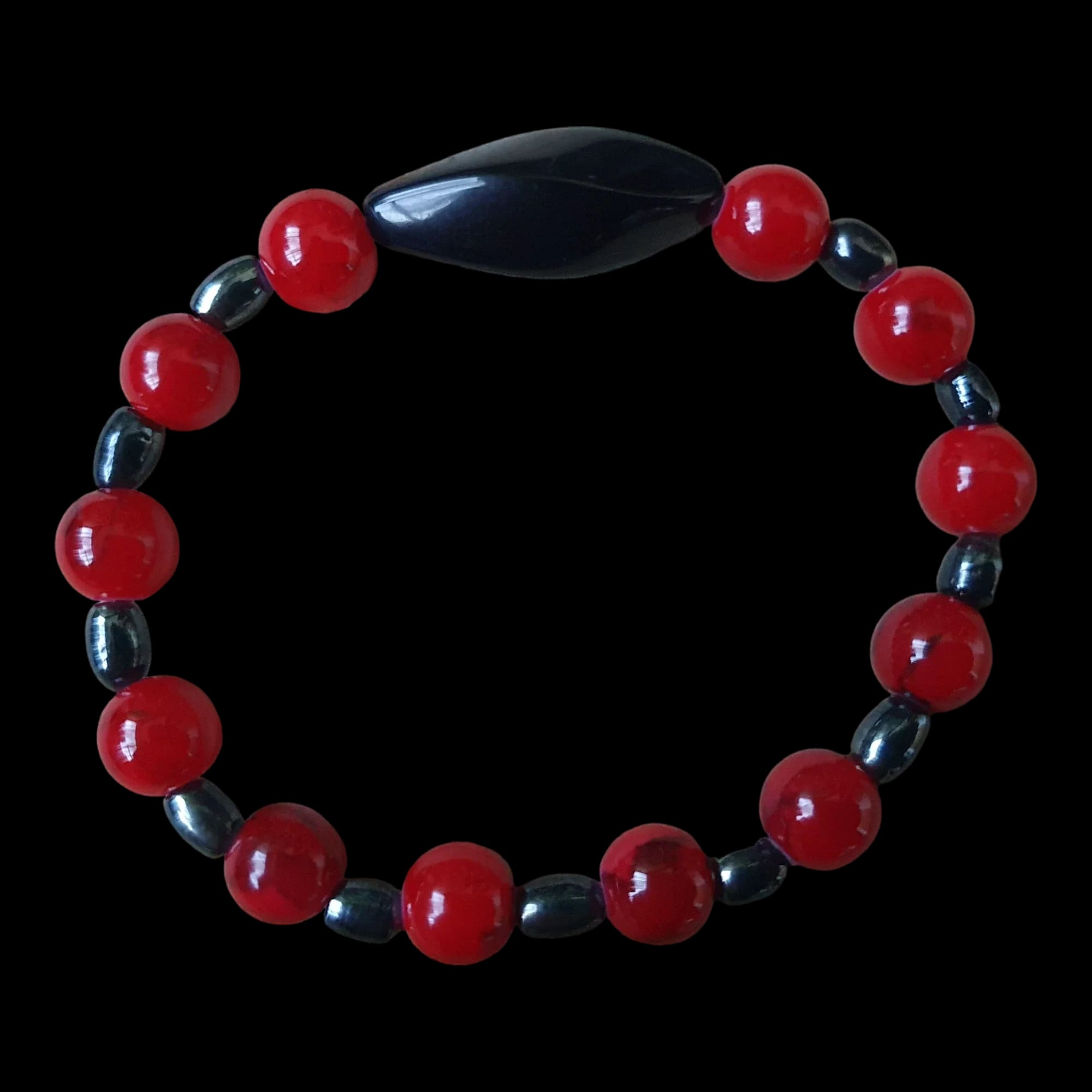 Handmade Beaded Stretch Children’s Bracelet Red Beads