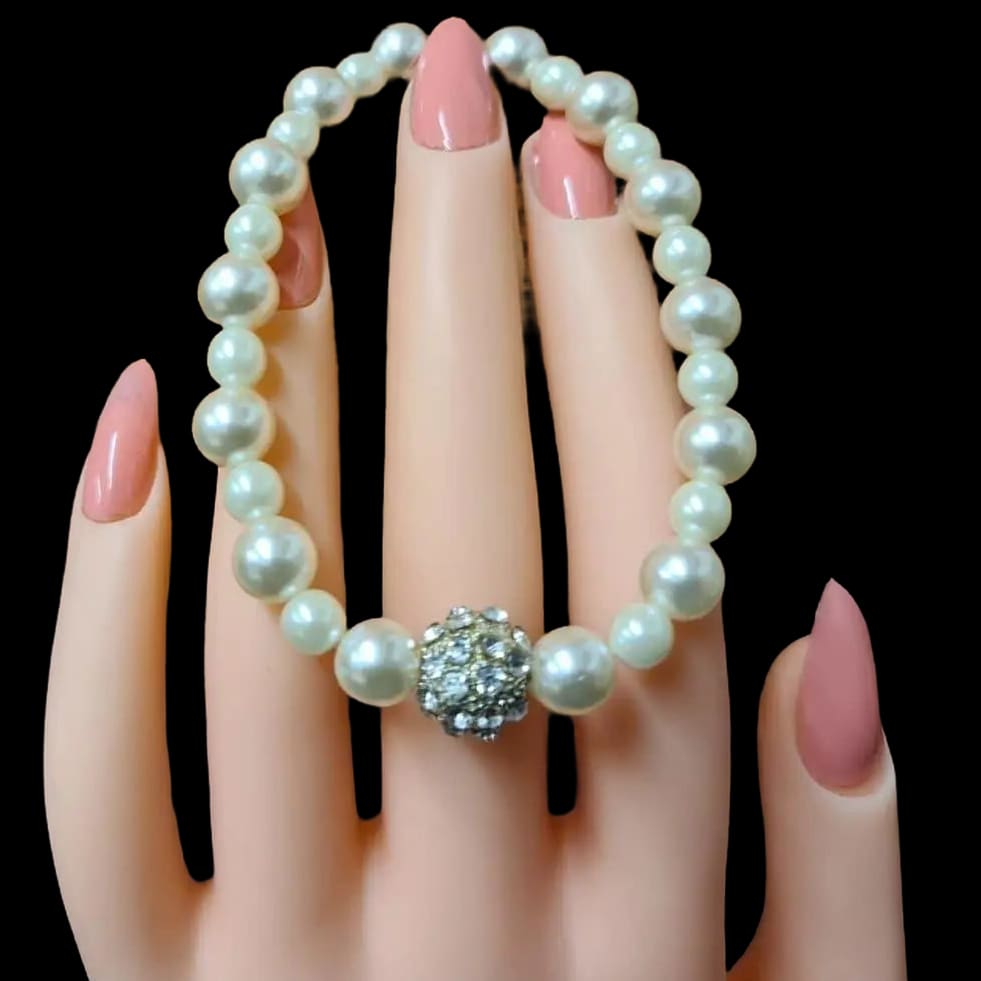 Handmade Crafted Bracelet Pearl Coloured Beads Gift