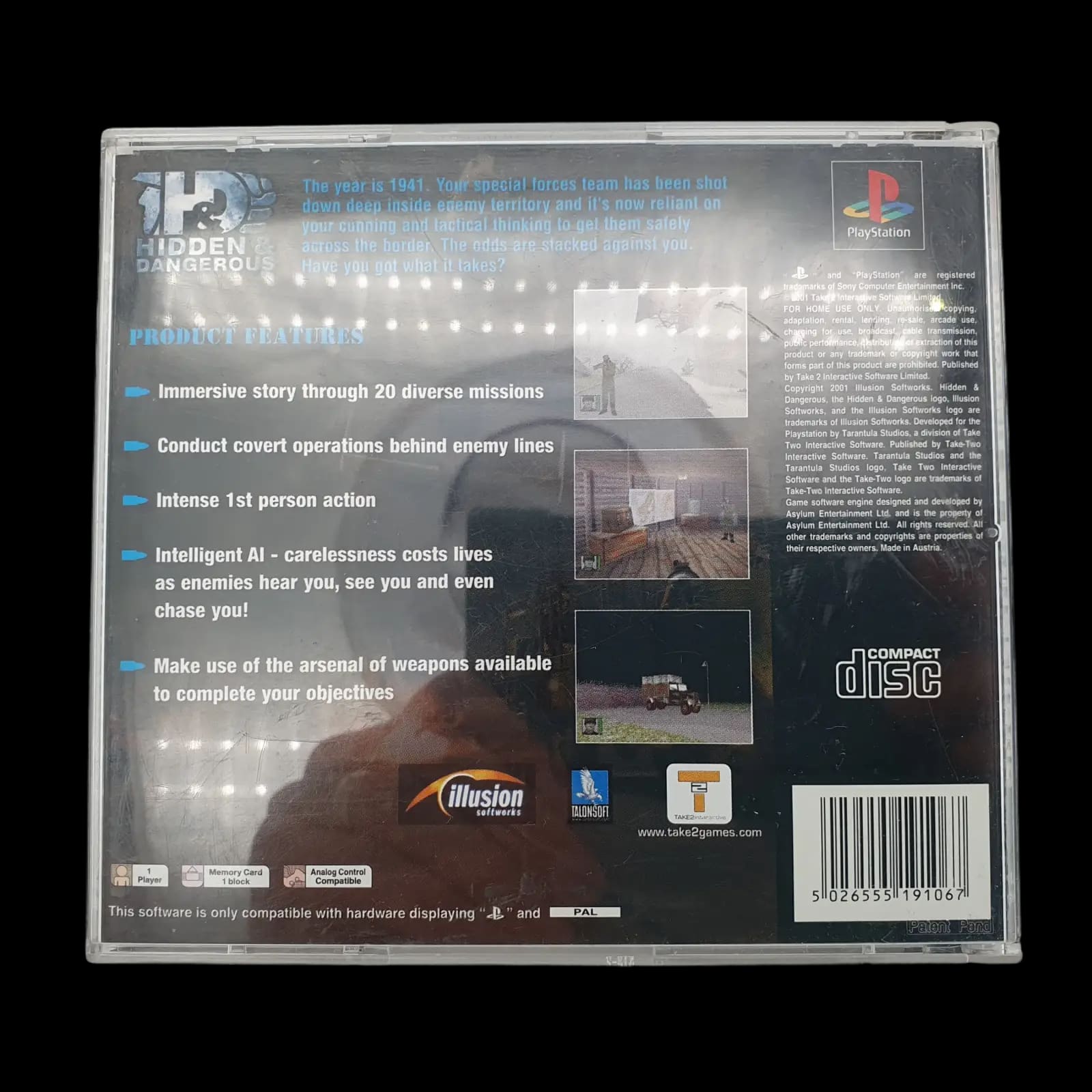 Hidden Dangerous Playstation 1 Ps1 Take2 2001 Video Game