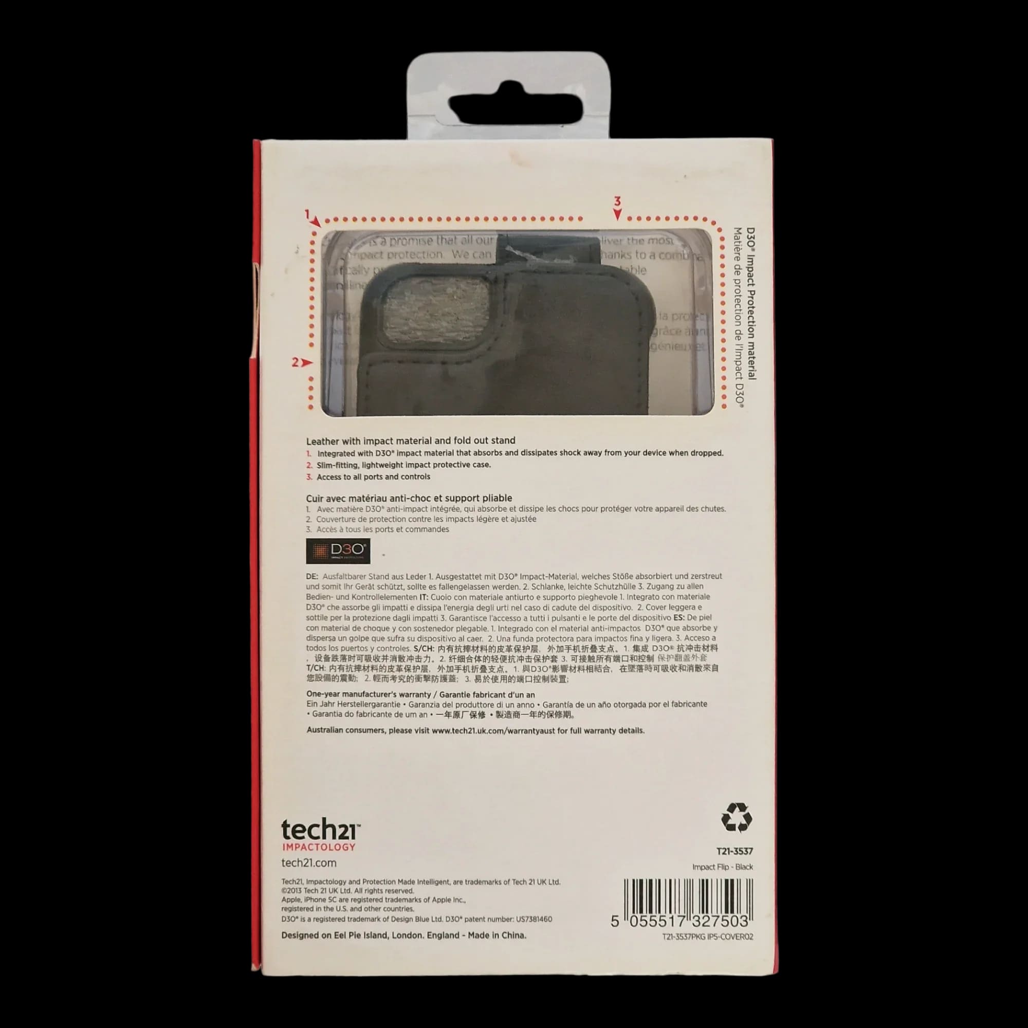 iPhone 5C Black Tech21 Impact Flip Mobile Phone Case - 4