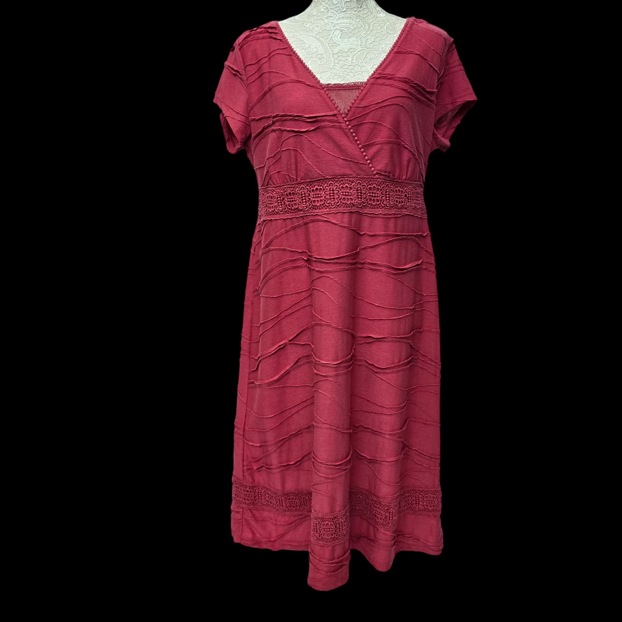 John Rocha Womens Red Embroidered A-Line Dress UK 14