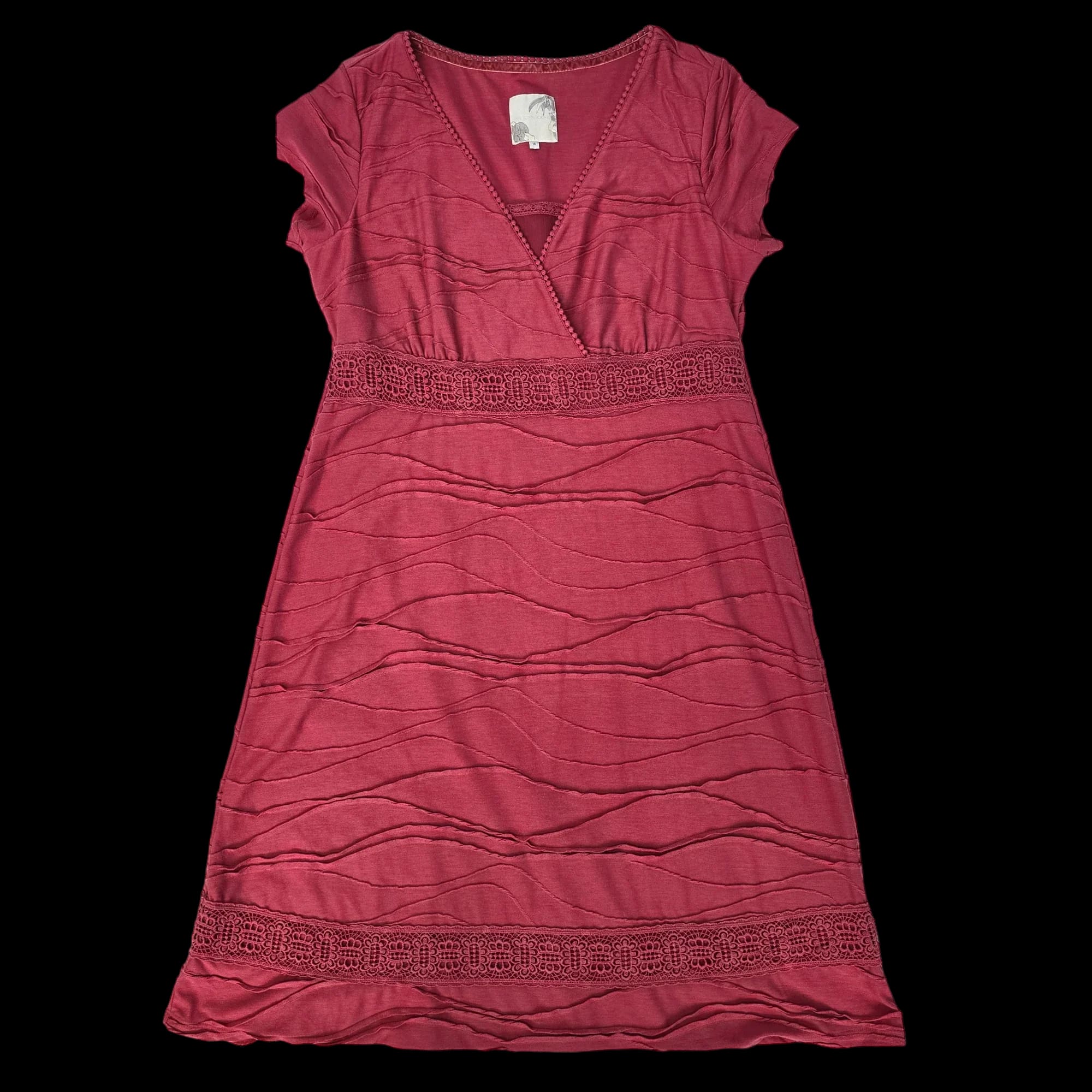 John Rocha Womens Red Embroidered A-Line Dress UK 14