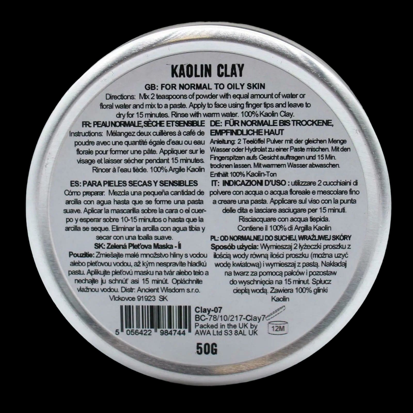 Kaolin Clay Skin Mask 50g - Care Masks & Peels - Ancient