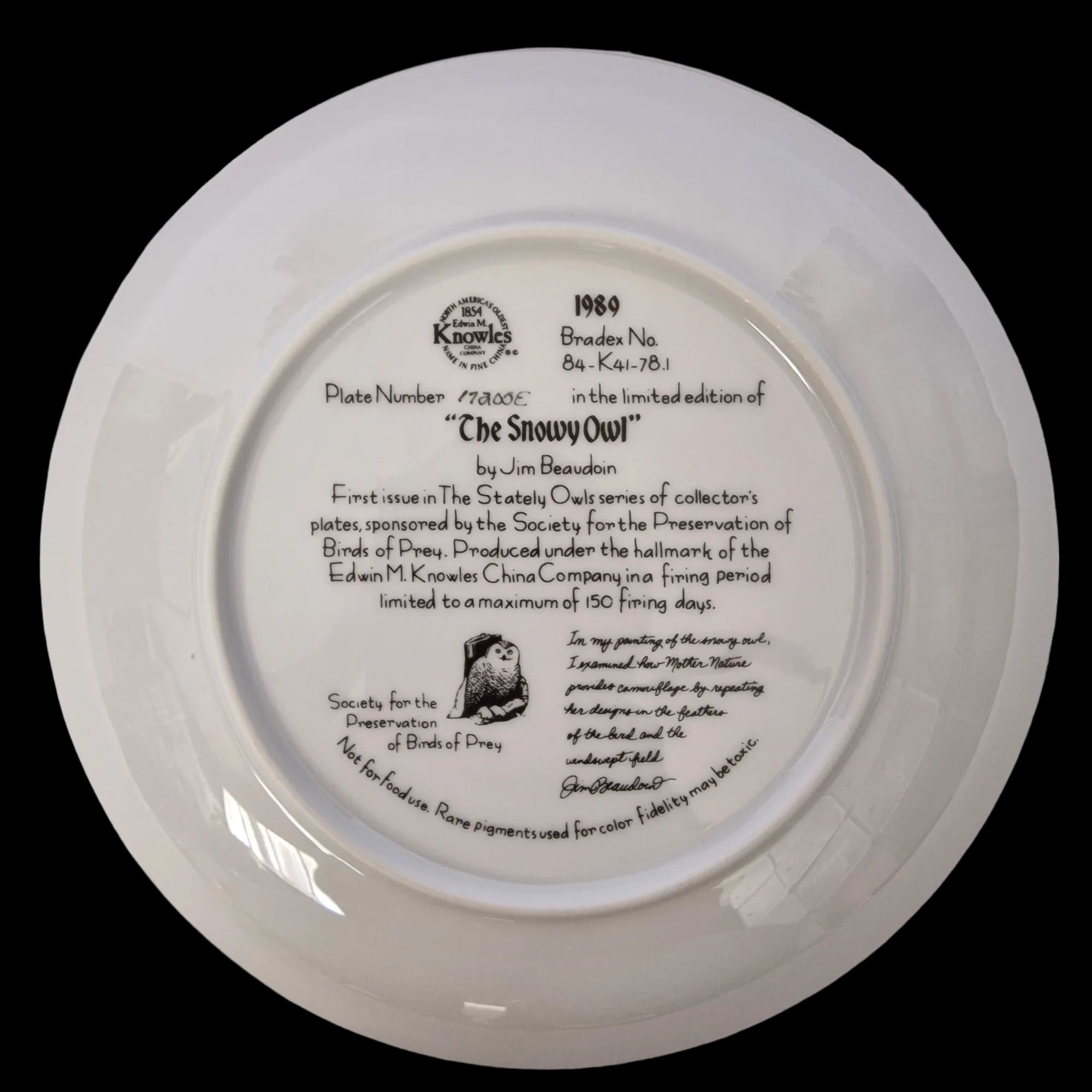 Knowles The Snowy Owl Ornamental Plate - 3 - 3032