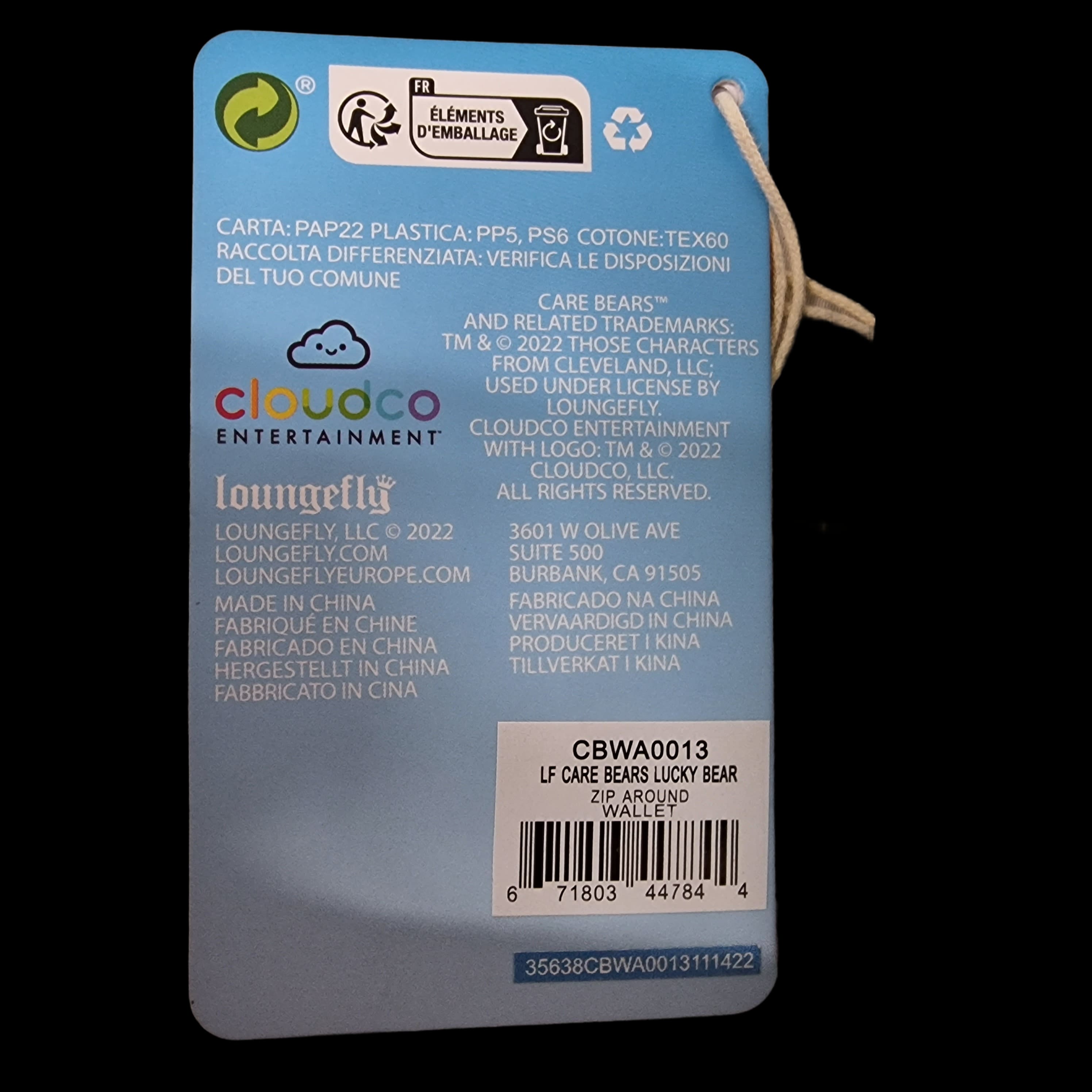 Loungefly Care Bears Lucky Bear Green Fabric Zip Around