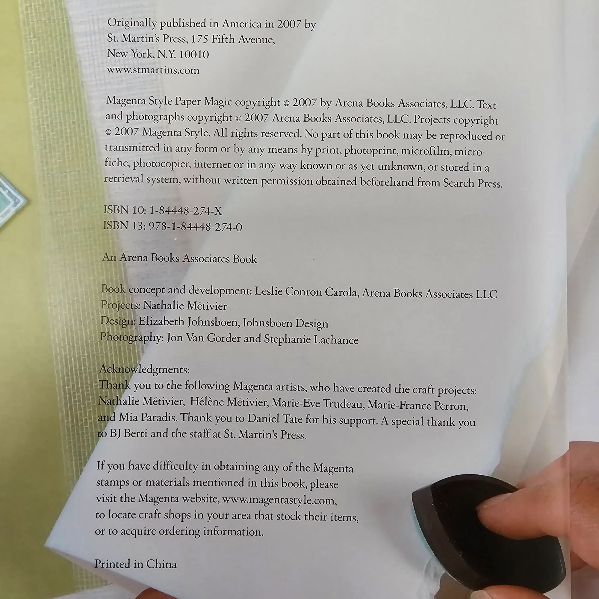 Magenta Style Paper Magic Book Leslie Conron Carola