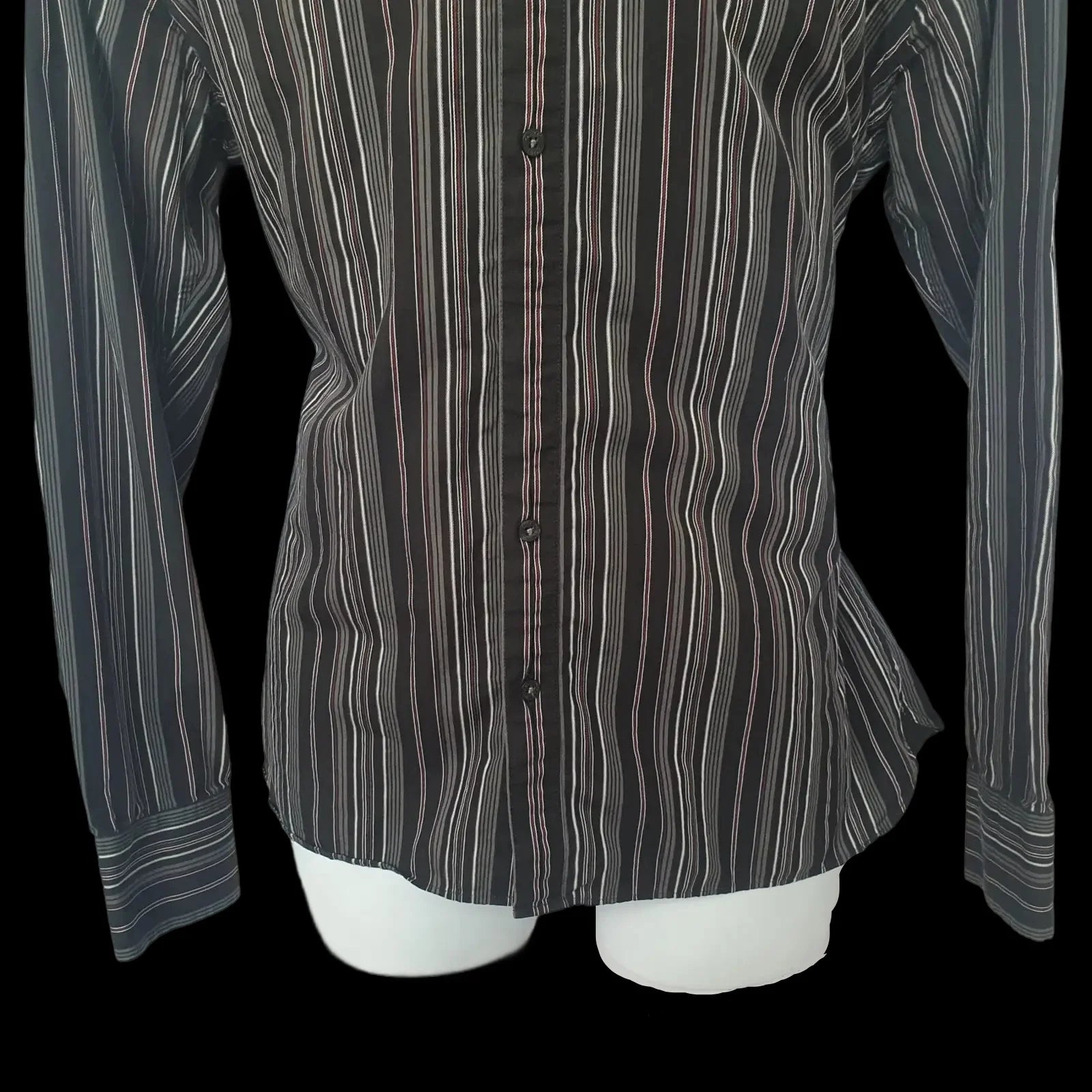 Marks Spencer Autograph Black Red White Striped Long Sleeve