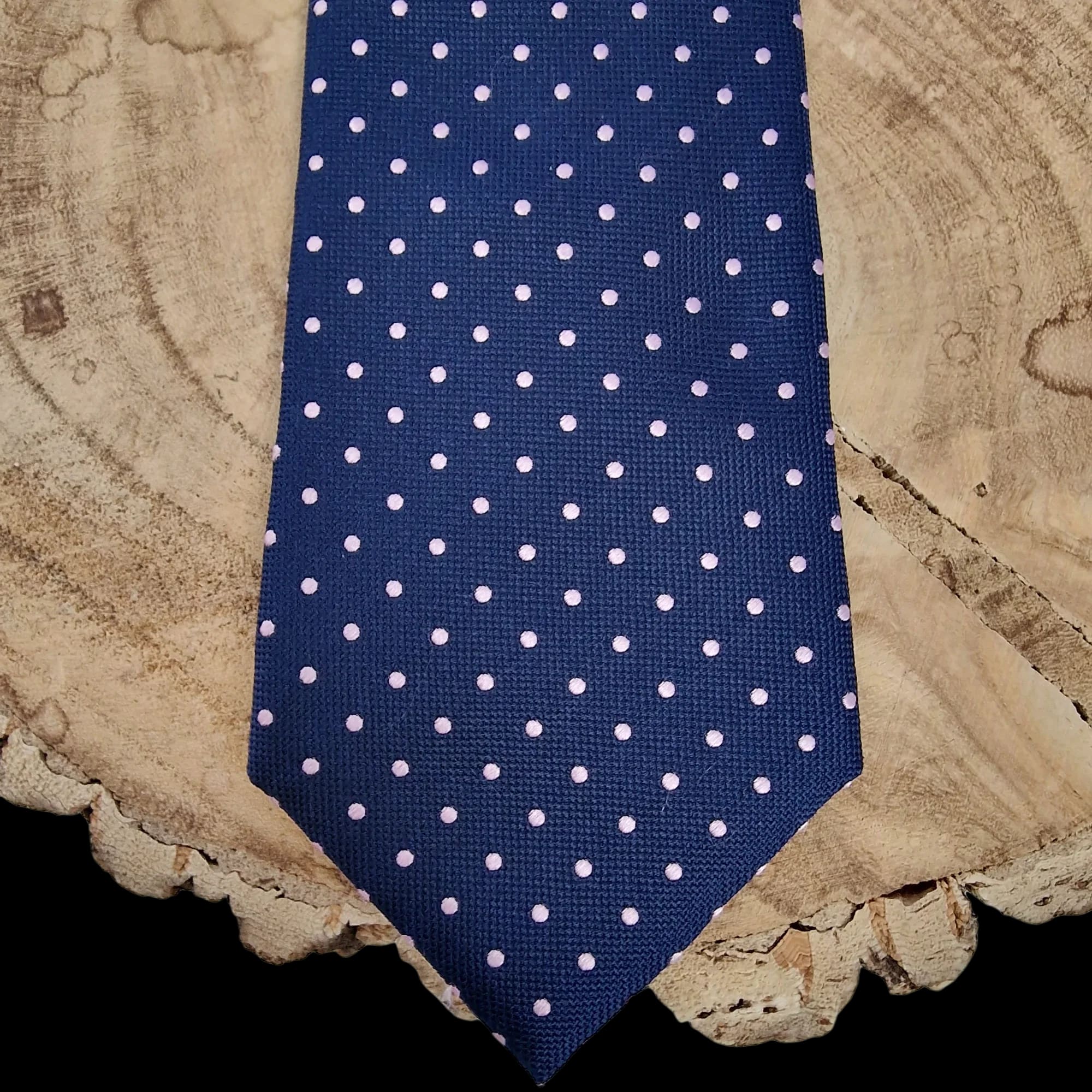 Marks & Spencer Silk Navy Polka Dot Necktie - Ties - 3