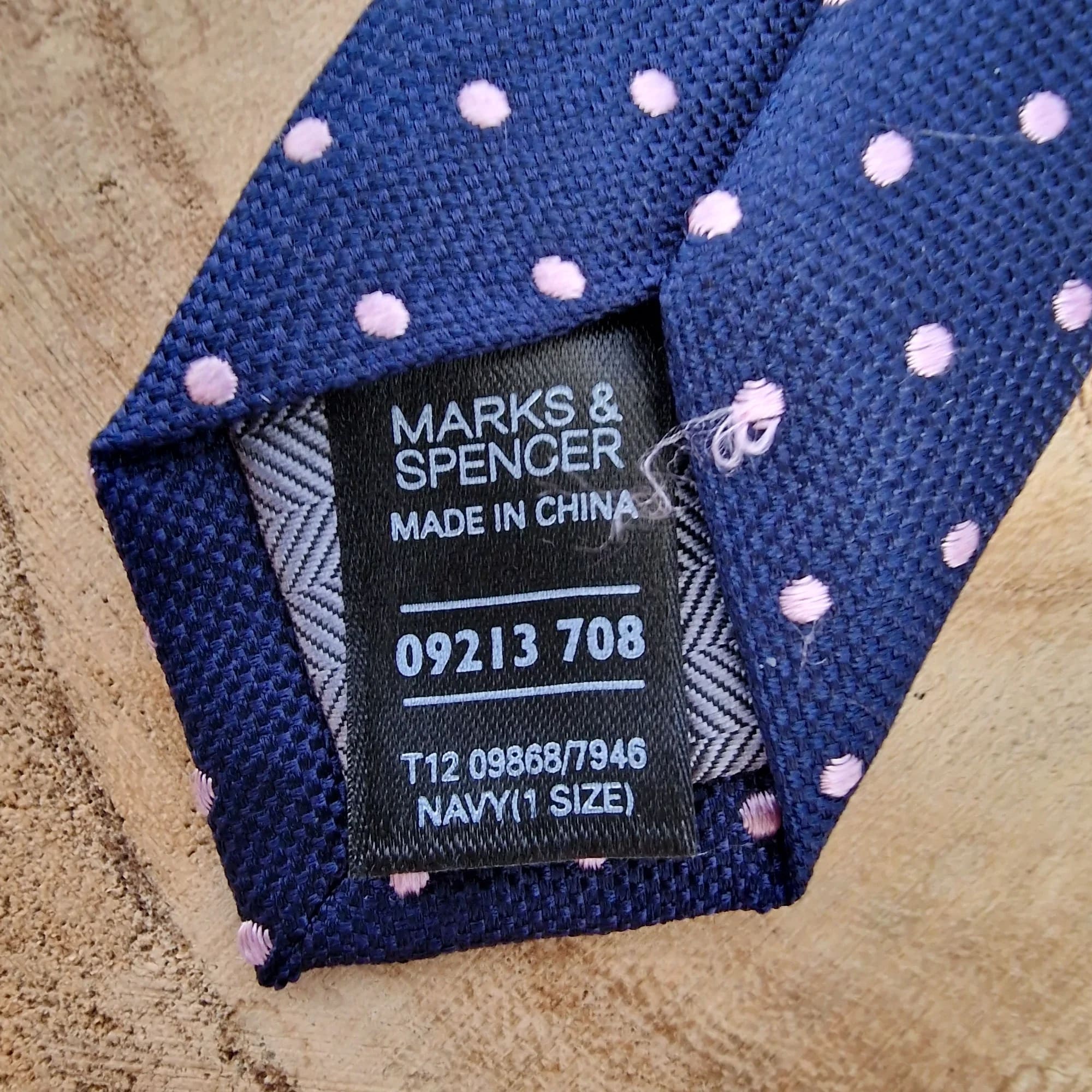 Marks & Spencer Silk Navy Polka Dot Necktie - Ties - 4