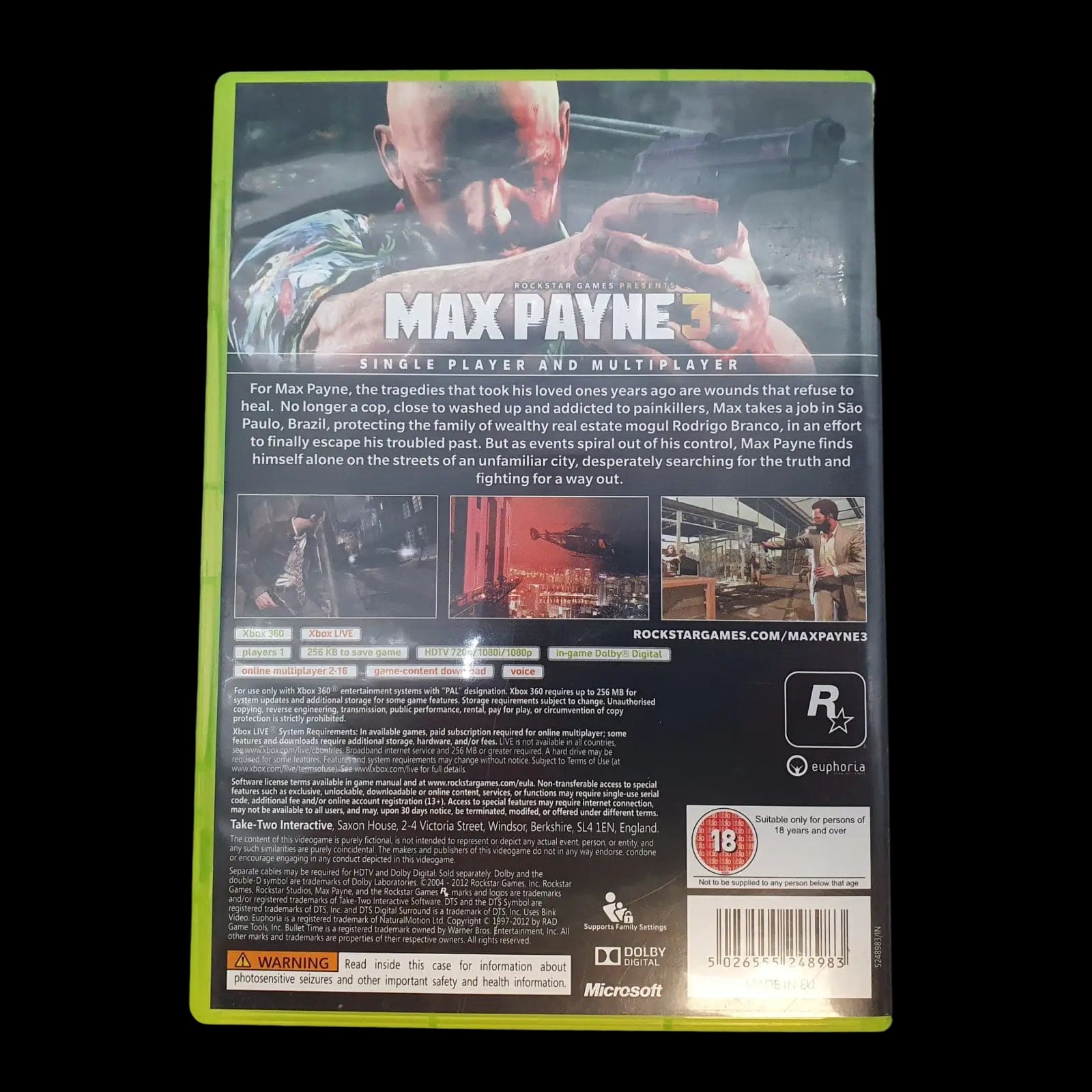 Max Payne 3 Microsoft Xbox 360 Rockstar Games 2012 Video