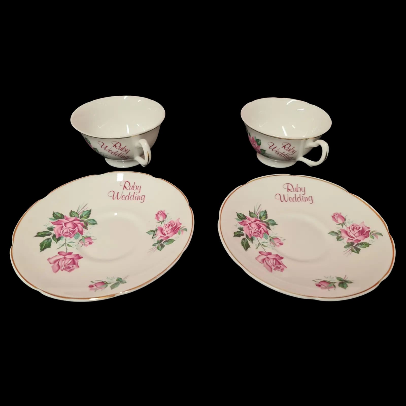 Mayfair Ruby 40th Wedding Anniversary Bone China Cups &
