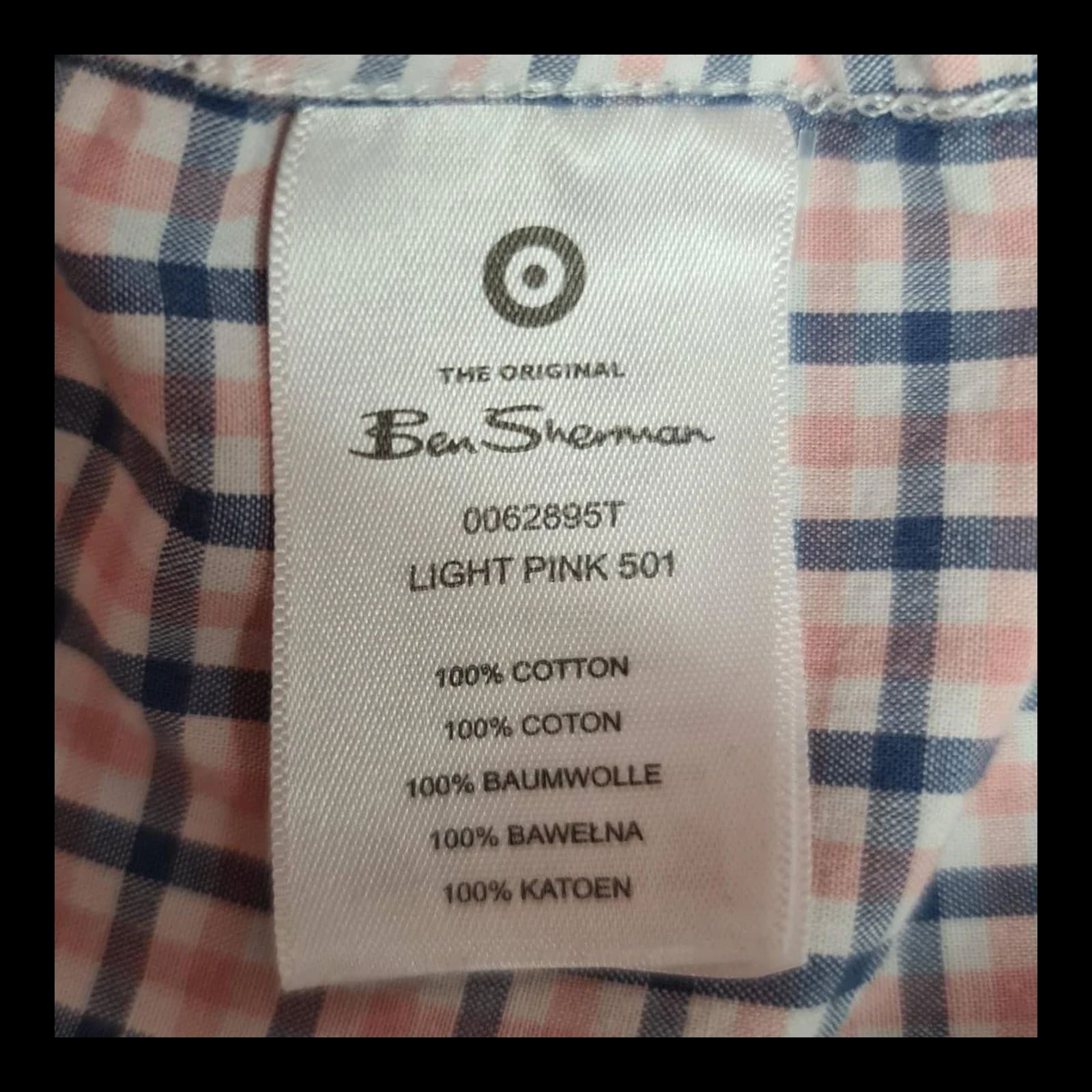 Mens Ben Sherman Pink White Blue Check Short Sleeve Shirt