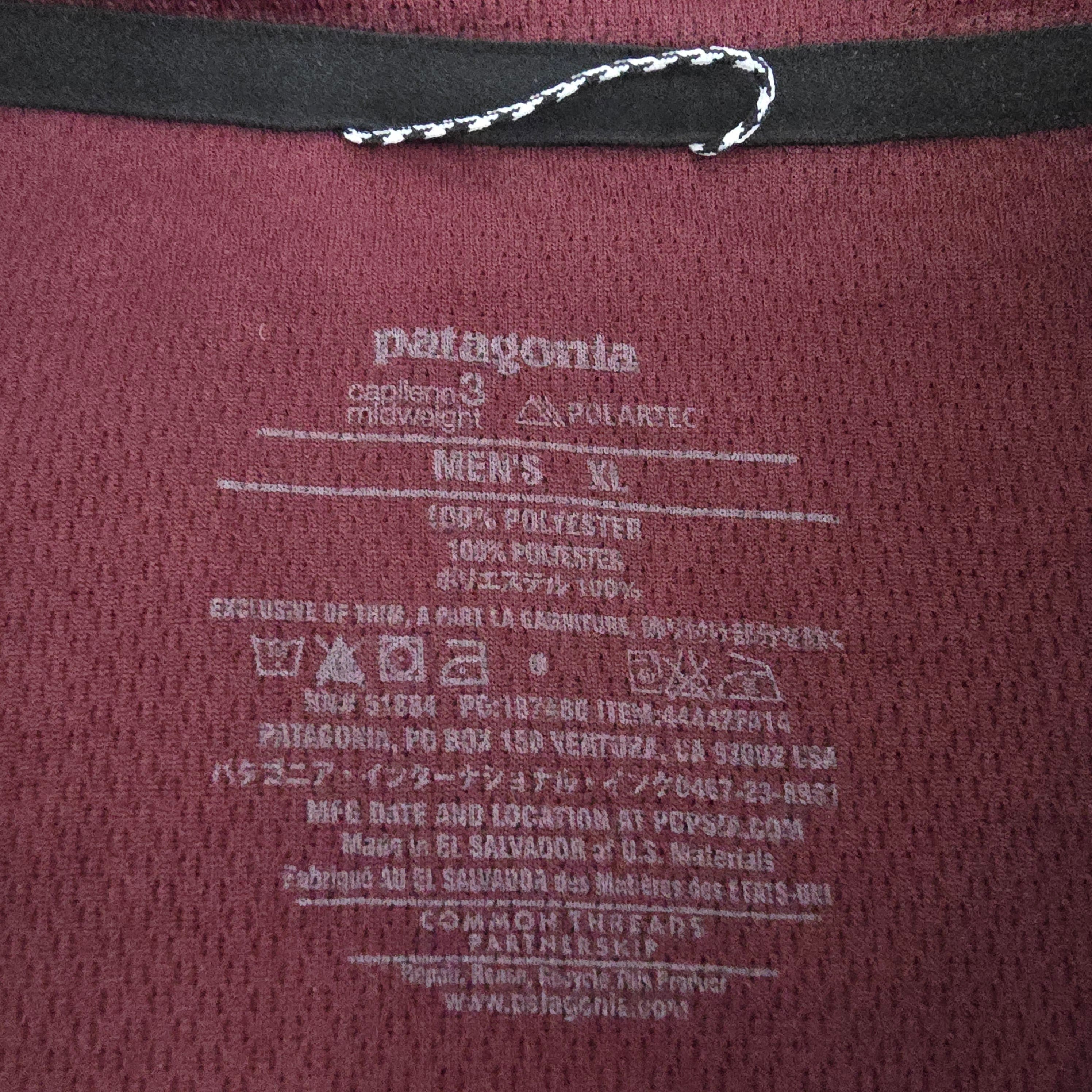 Mens Patagonia Capilene 3 Burgundy And Grey Activewear Top