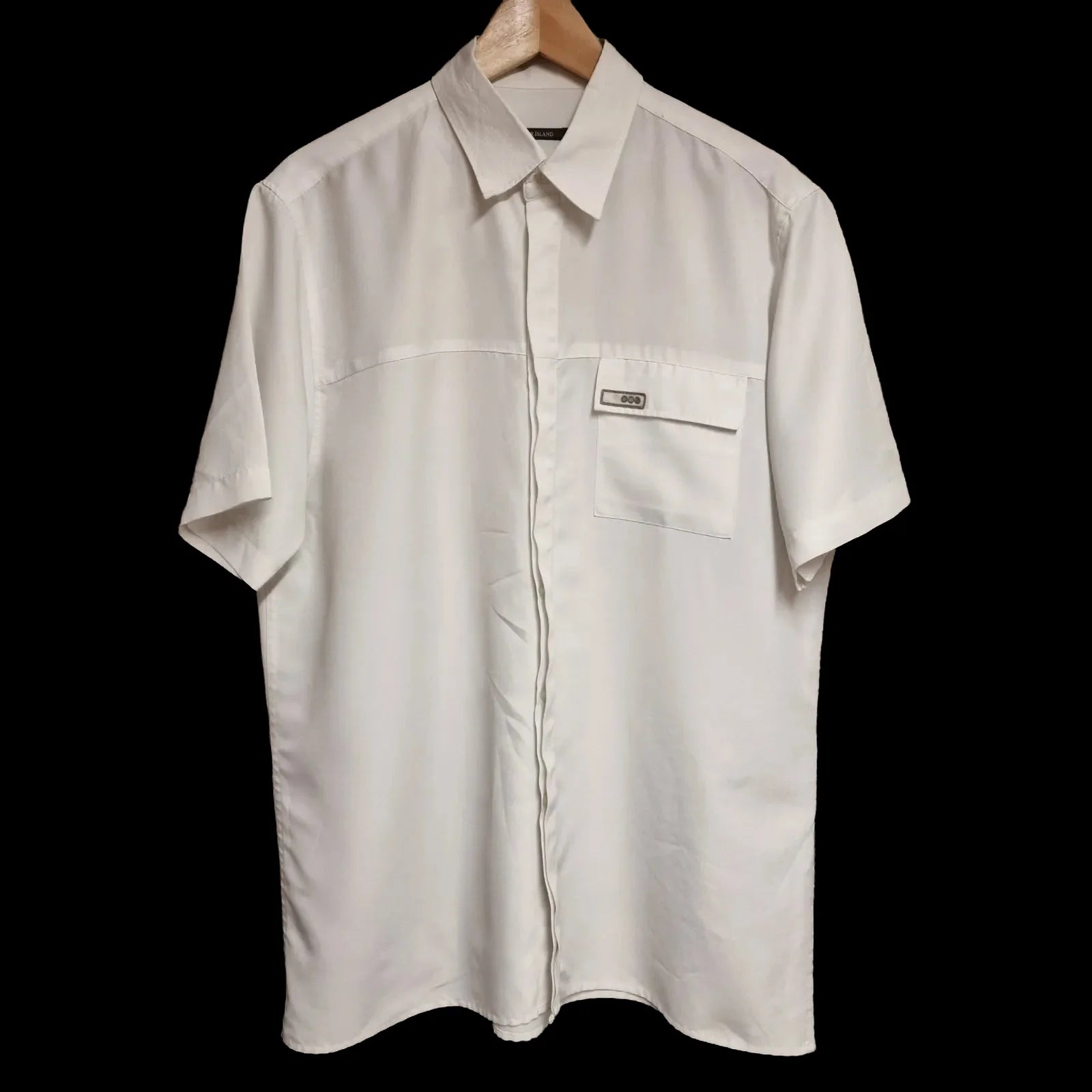 Mens River Island Cream Short Sleeve Shirt Uk Large
