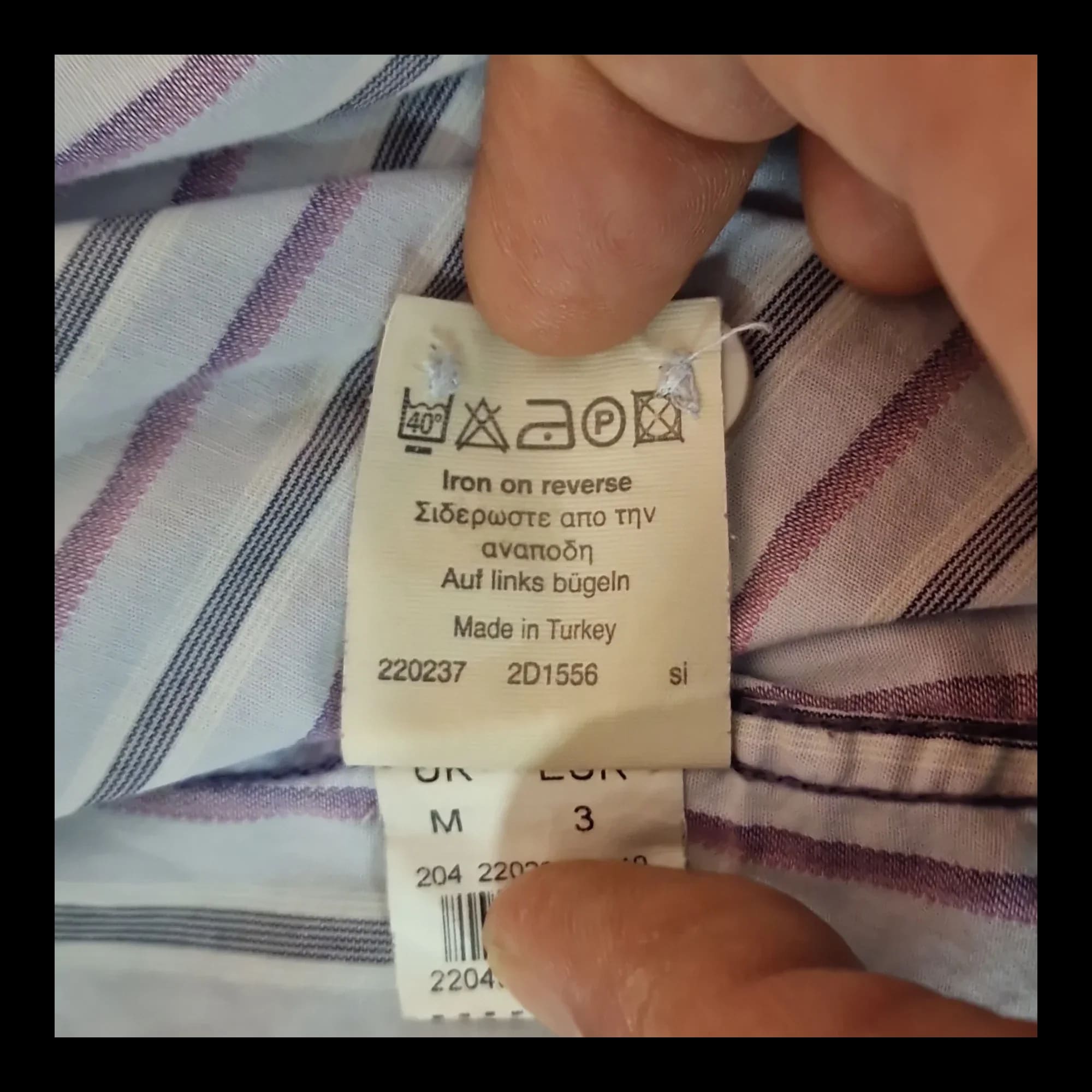 Mens River Island Grey & Purple Long Sleeve Shirt UK Medium