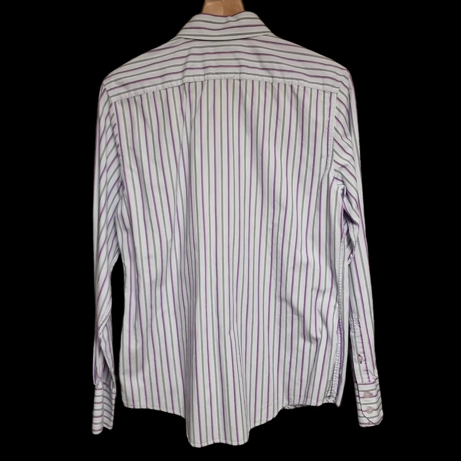 Mens River Island Grey & Purple Long Sleeve Shirt Uk Medium