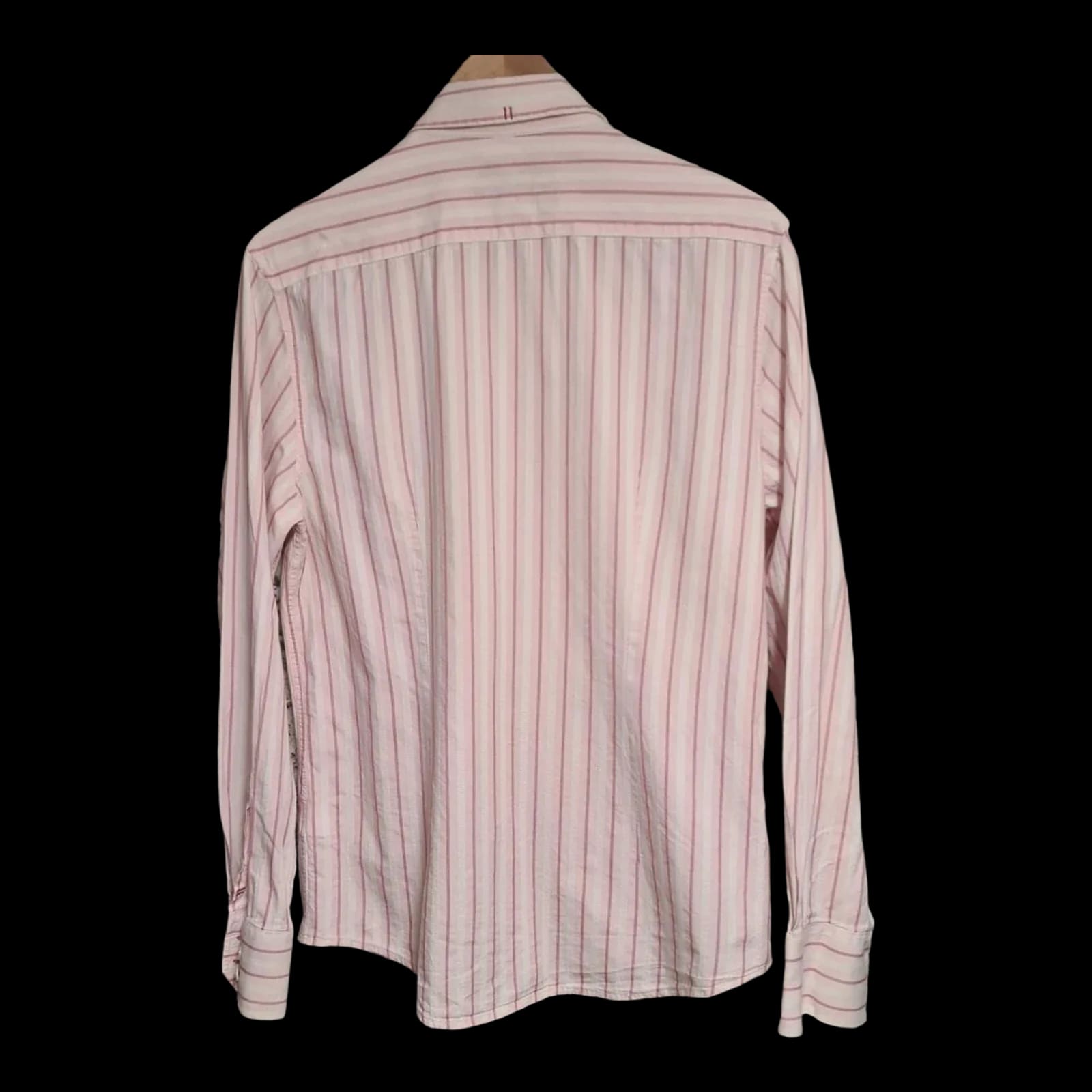 Mens River Island Pink & White Striped Long Sleeve Shirt UK