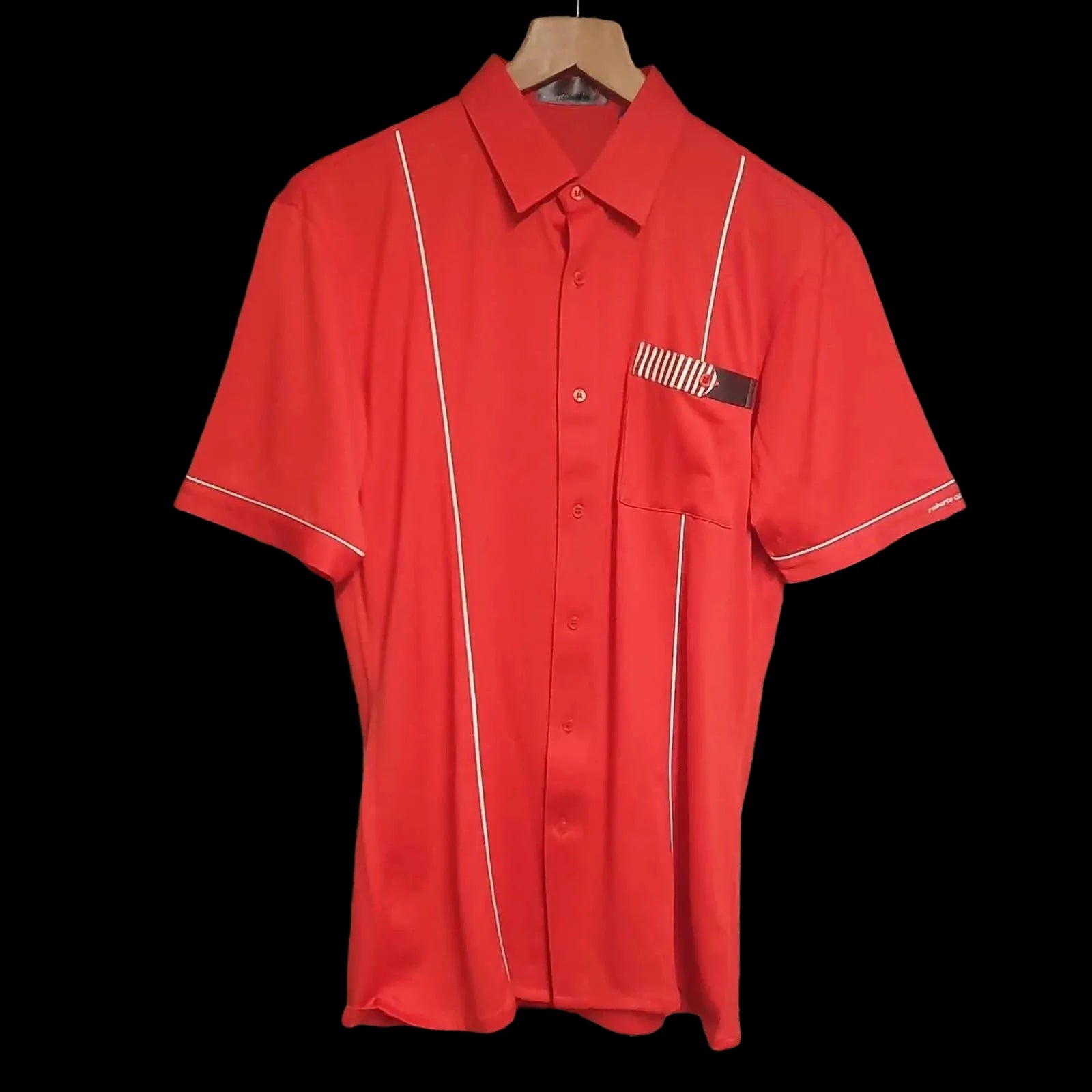 Mens Roberto Carlo Vintage Red Short Sleeve Shirt UK Medium