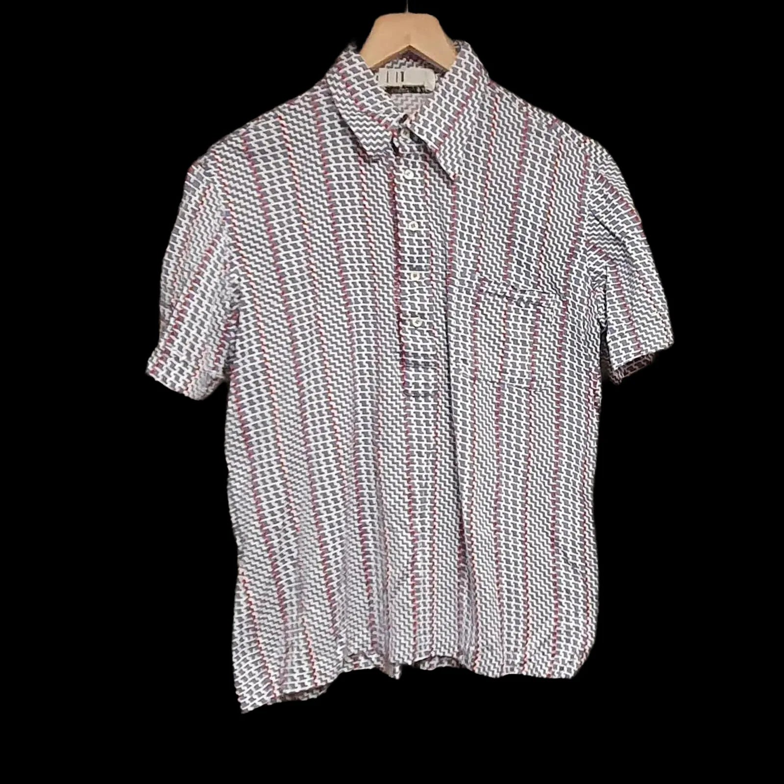 Mens Vintage 70’s Dunhill London Red Grey White Polo