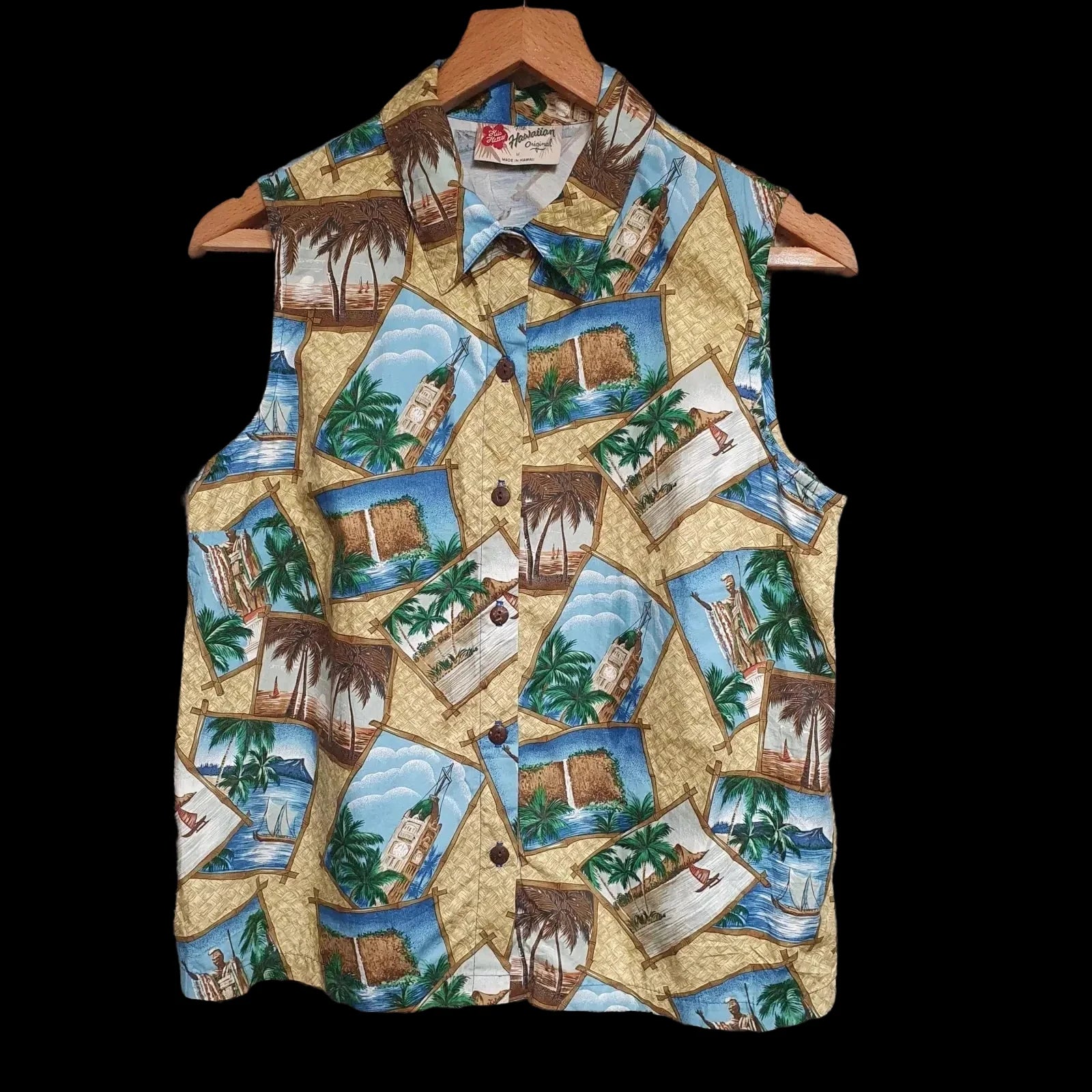 Mens Vintage Hawaiian Multicoloured Vest Uk Medium - Vests