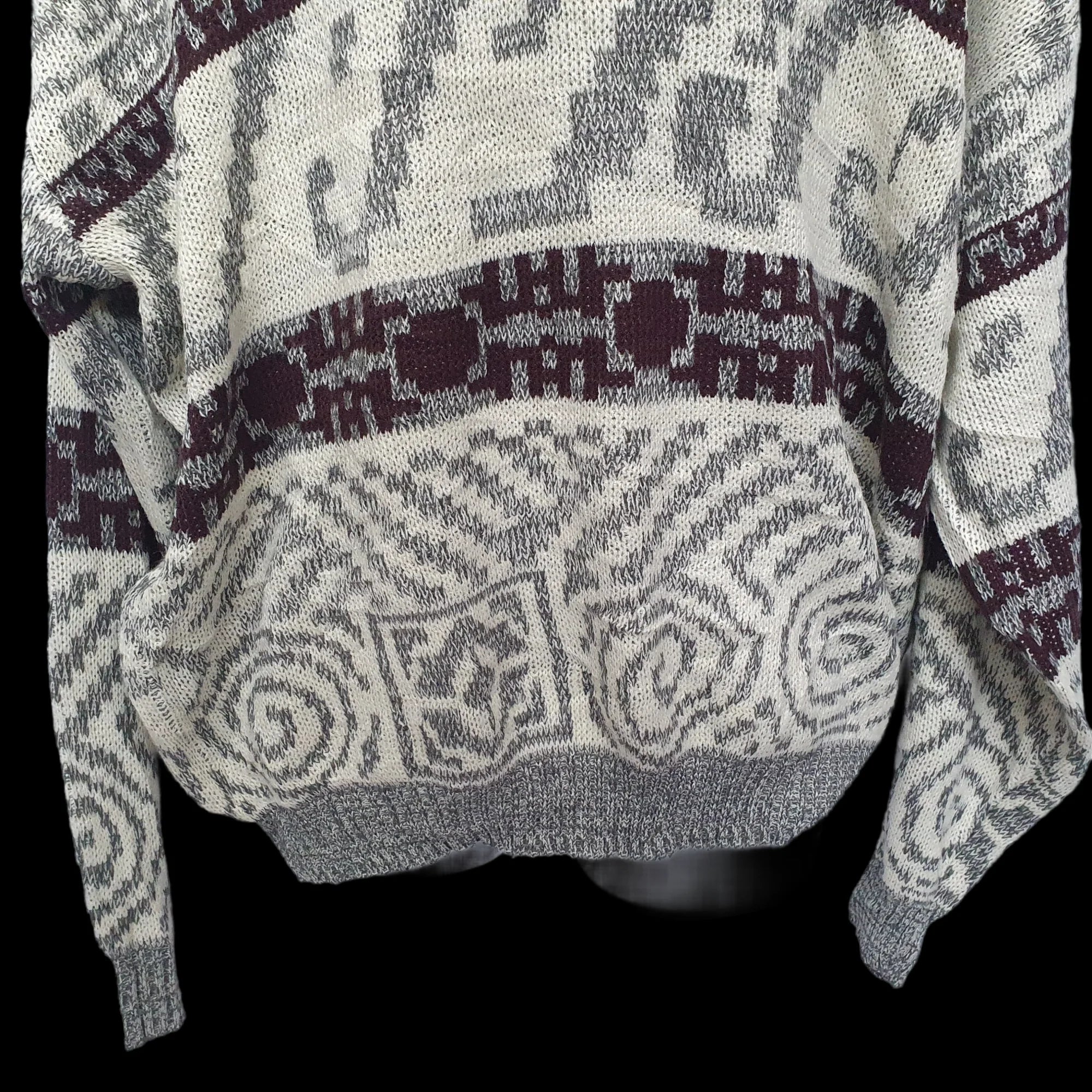 Mens Vintage Knitted Jumper Funky Pattern Knitwear 3XL