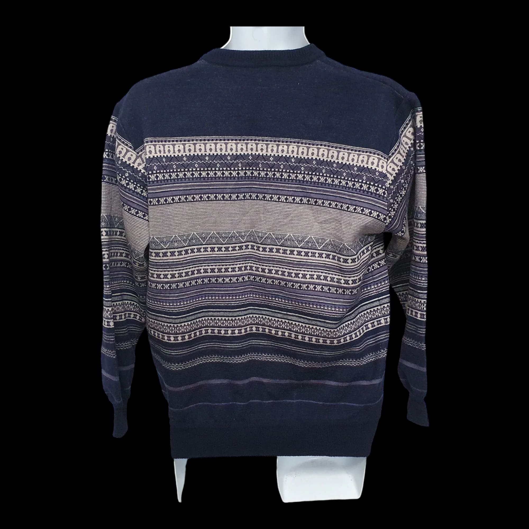 Mens Vintage Knitted Jumper Funky Pattern Knitwear Large