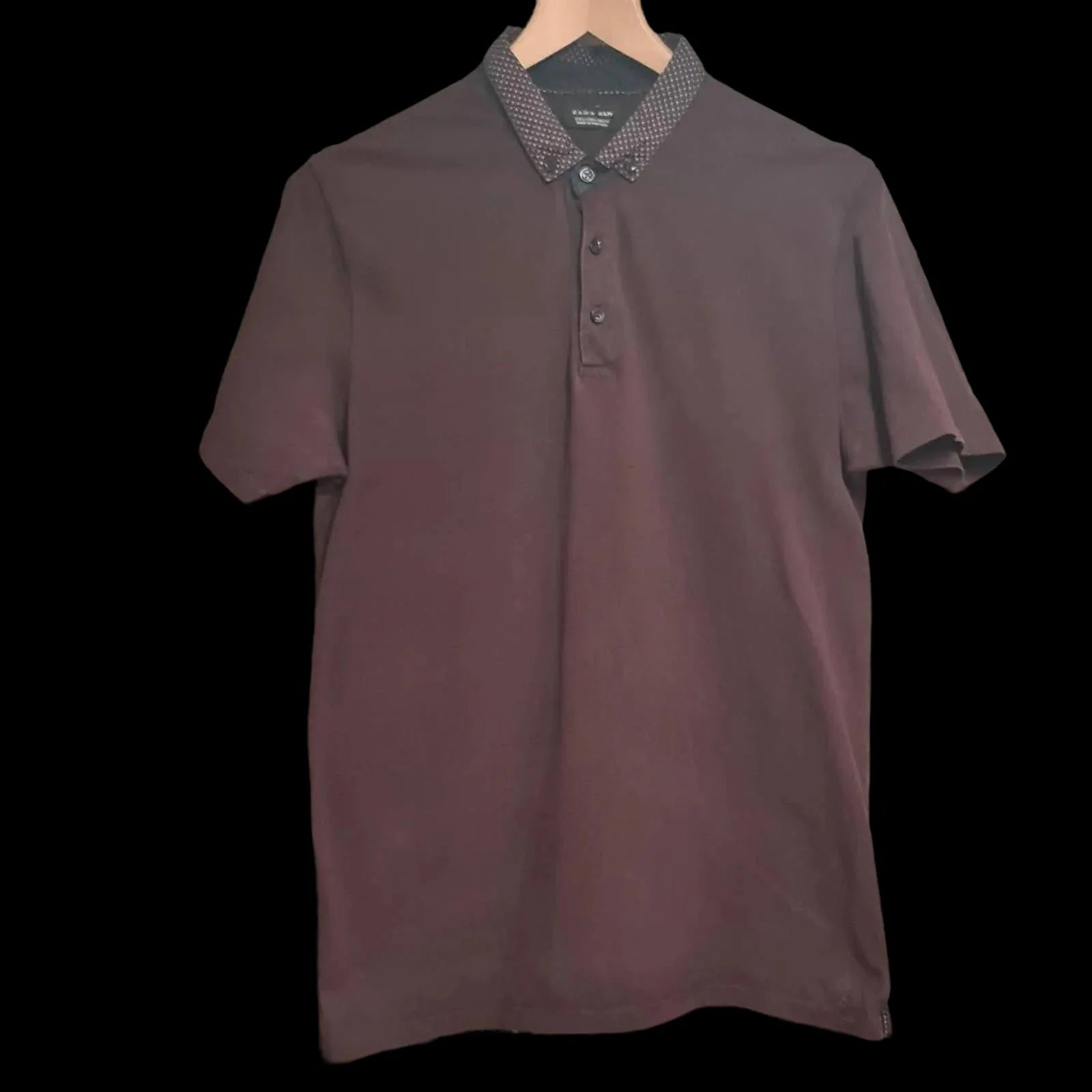 Mens Zara Burgundy Polo Shirt UK Large - Shirts - ZARA - 1