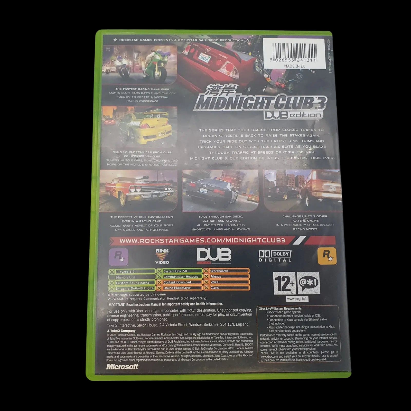 Midnight Club 3 Dub Edition Xbox Original Rockstar Games