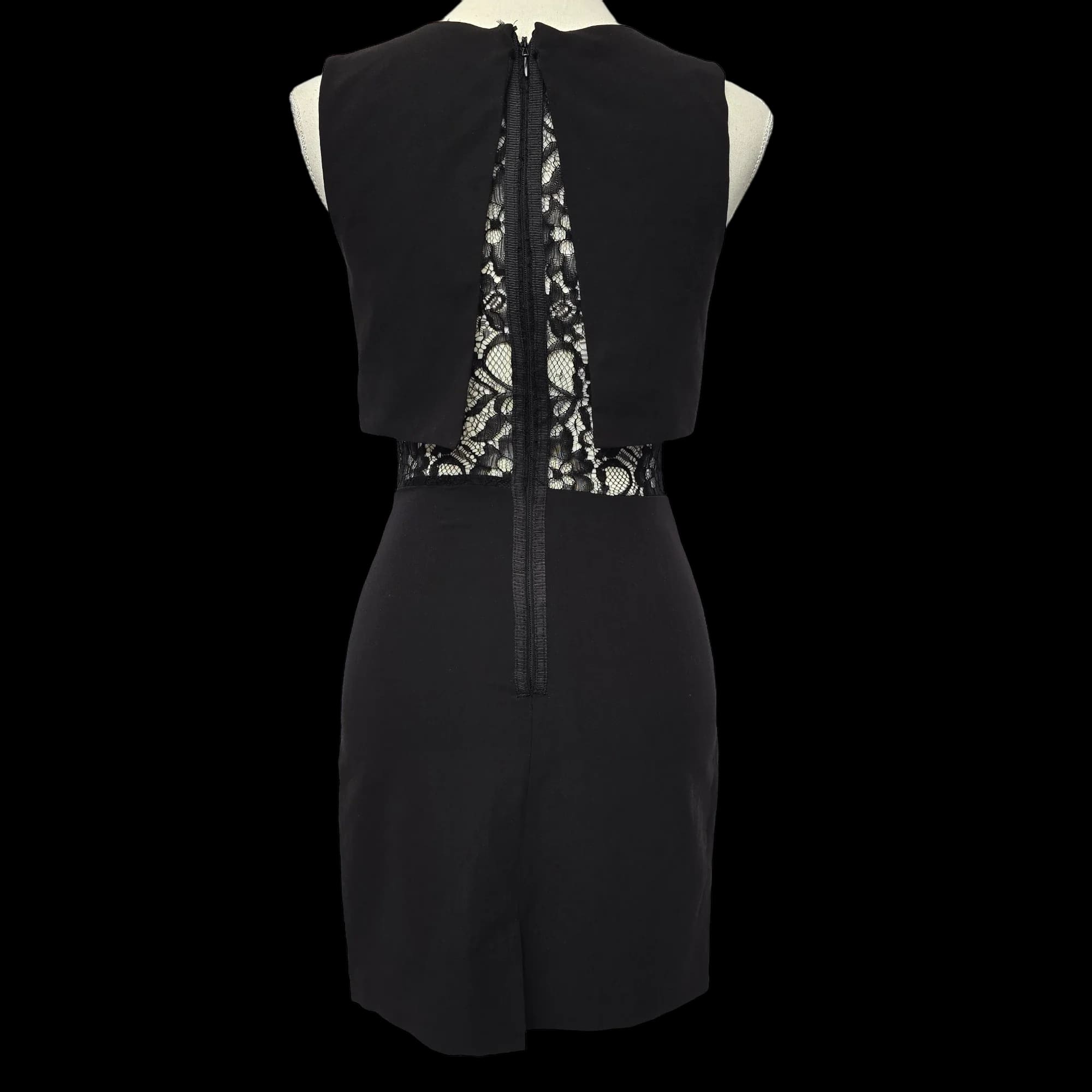 Miss Selfridge Black Sheath Dress With Sheer Lace Waistline