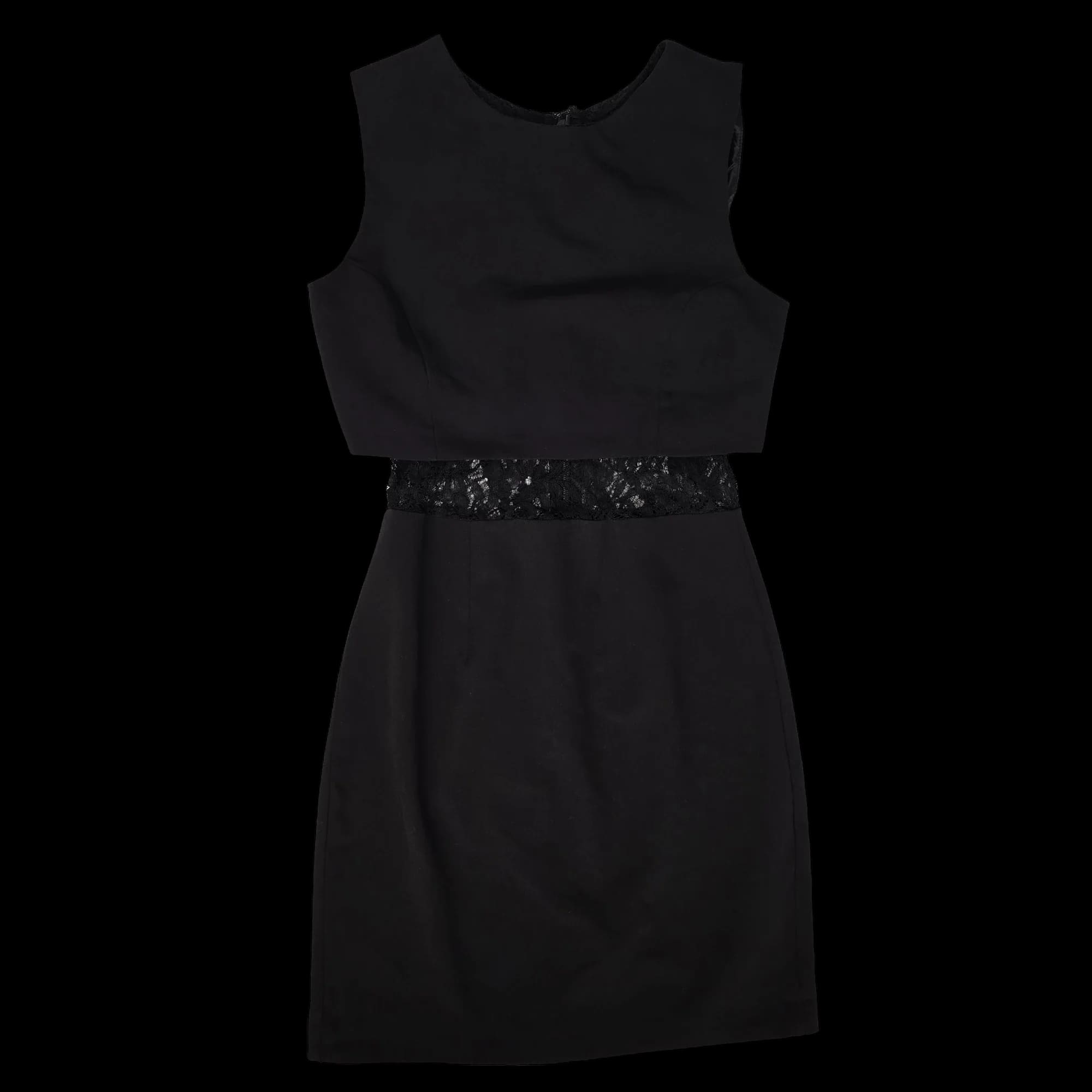 Miss Selfridge Black Sheath Dress With Sheer Lace Waistline